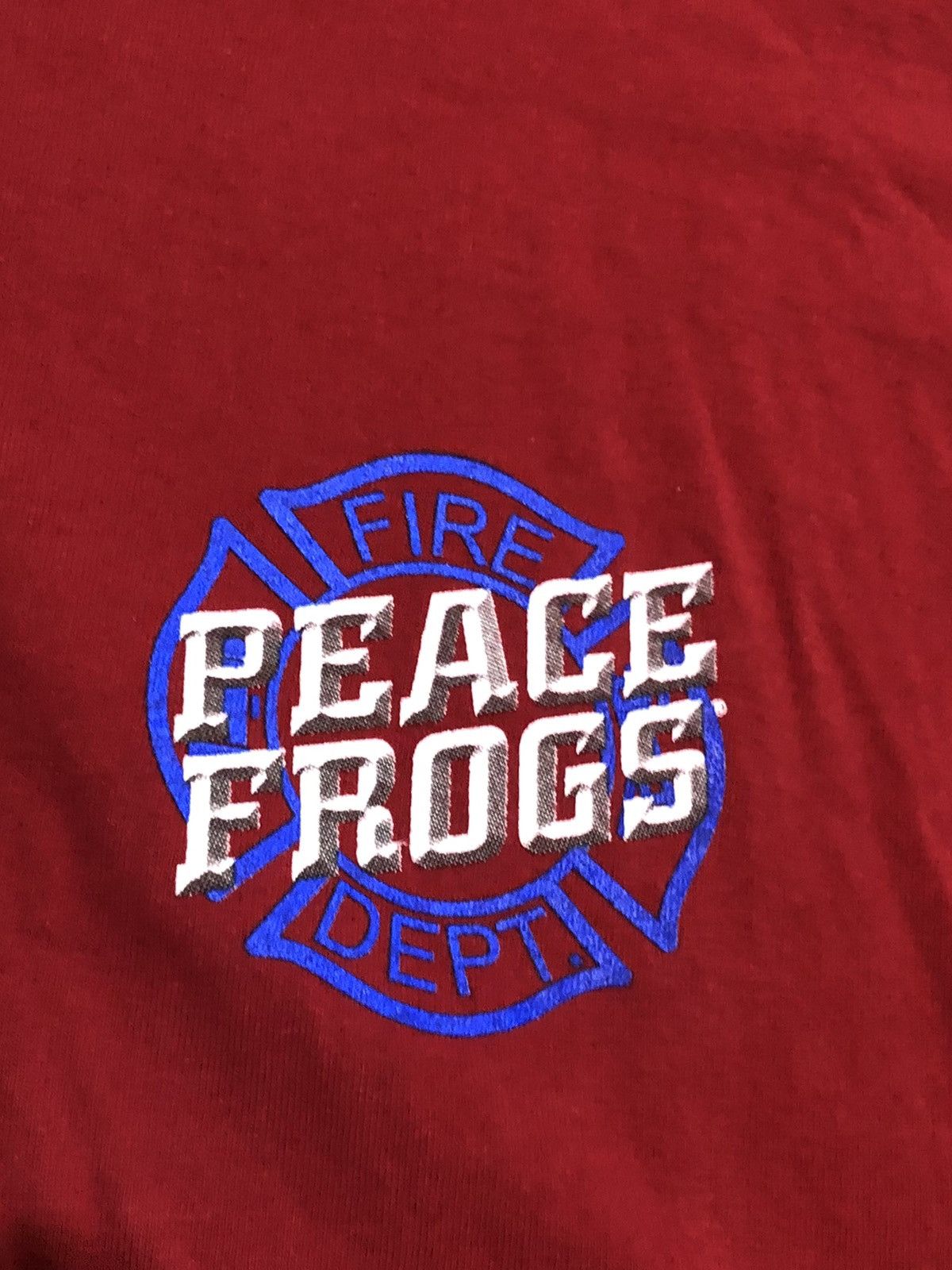 Vintage Vtg 90s Y2K Peace Frogs Fire Rescue Firefighter Tee Size US XL / EU 56 / 4 - 6 Thumbnail