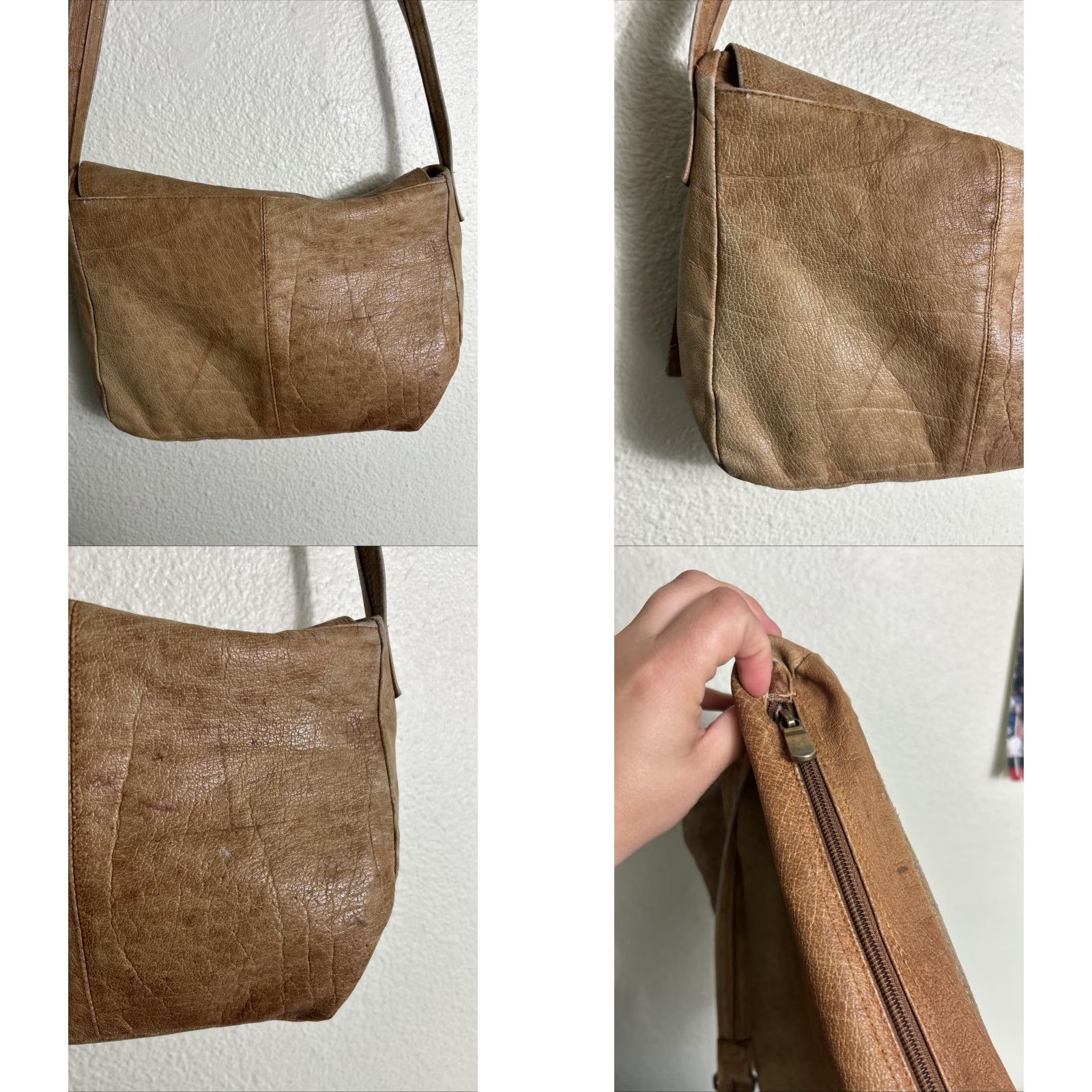 Vintage VINTAGE Unbranded Beige Leather Purse Plaid Lined Shoulder Bag 11x9x2.5 Womens Size ONE SIZE - 10 Thumbnail