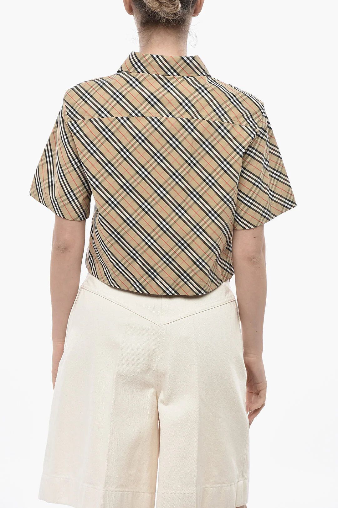 Burberry og1mm0426 Cropped Fit Cotton Tartan Shirt in Beige Size S / US 4 / IT 40 - 2 Thumbnail