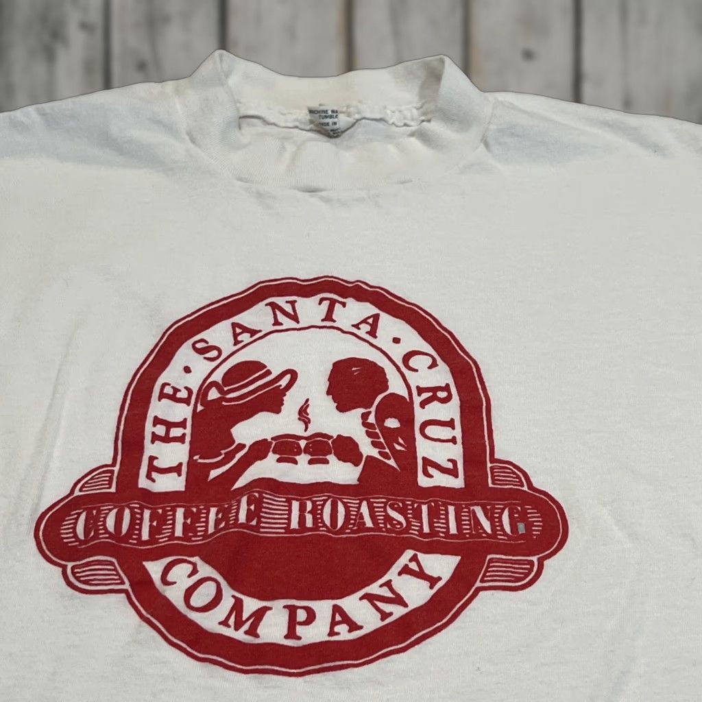 Vintage VINTAGE Santa Cruz Coffee Roasting Company T Shirt Unisex Large White 1990s Graphic Tee Mens Womens Size US L / EU 52-54 / 3 - 1 Thumbnail