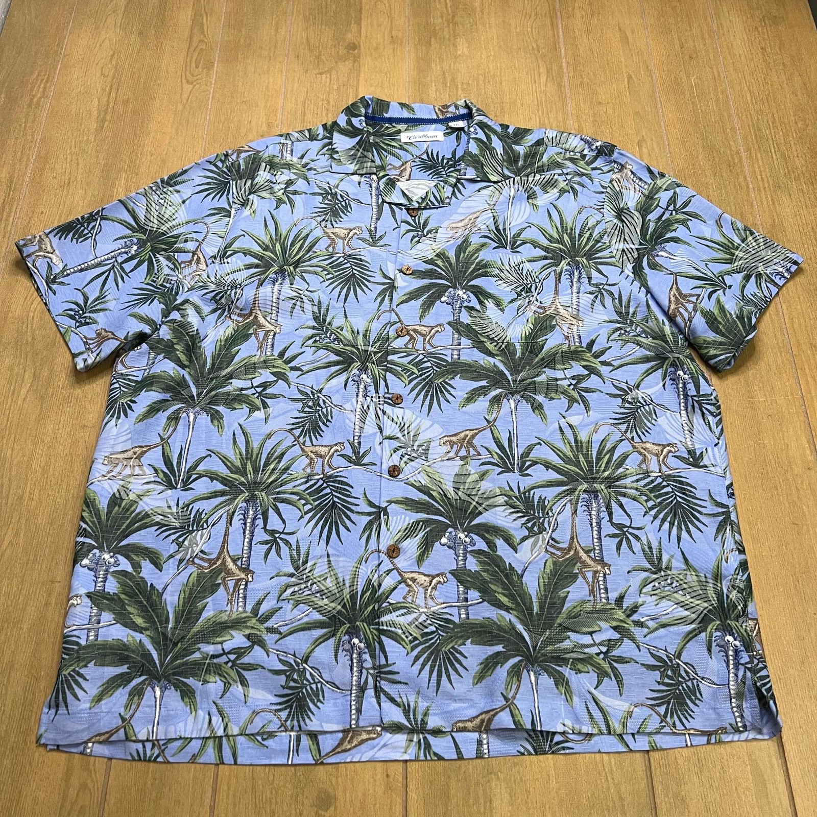 Vintage Caribbean Hawaiian Shirt Men XXL Blue Monkey Jungle Tropical Size US XXL / EU 58 / 5 - 10 Thumbnail