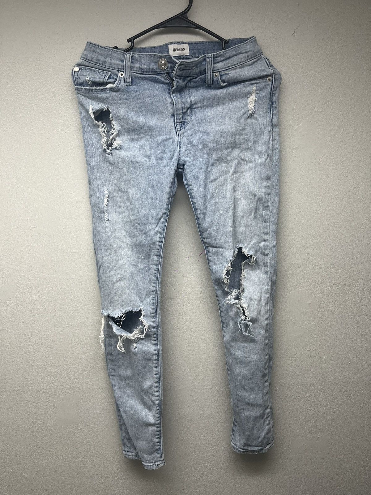 Hudson Hudson Distressed Denim Blue Skinny Jeans Womens Size 26" / US 2 / IT 38 - 1 Thumbnail