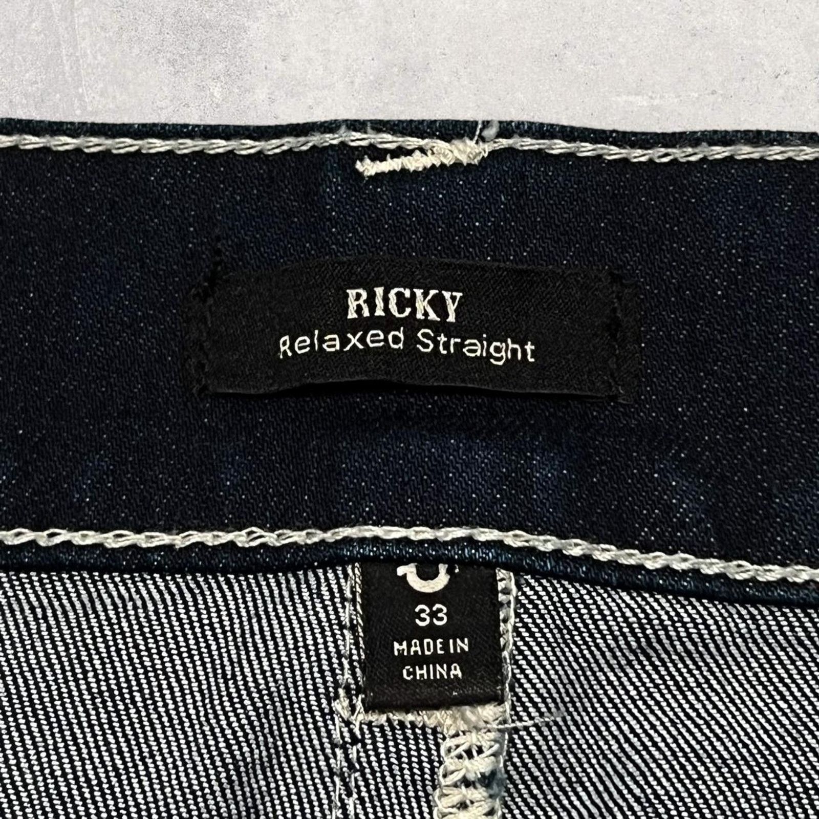 True Religion True Religion (Ricky) Dark Straight-Leg Jeans White Stitch Size US 33 - 6 Thumbnail