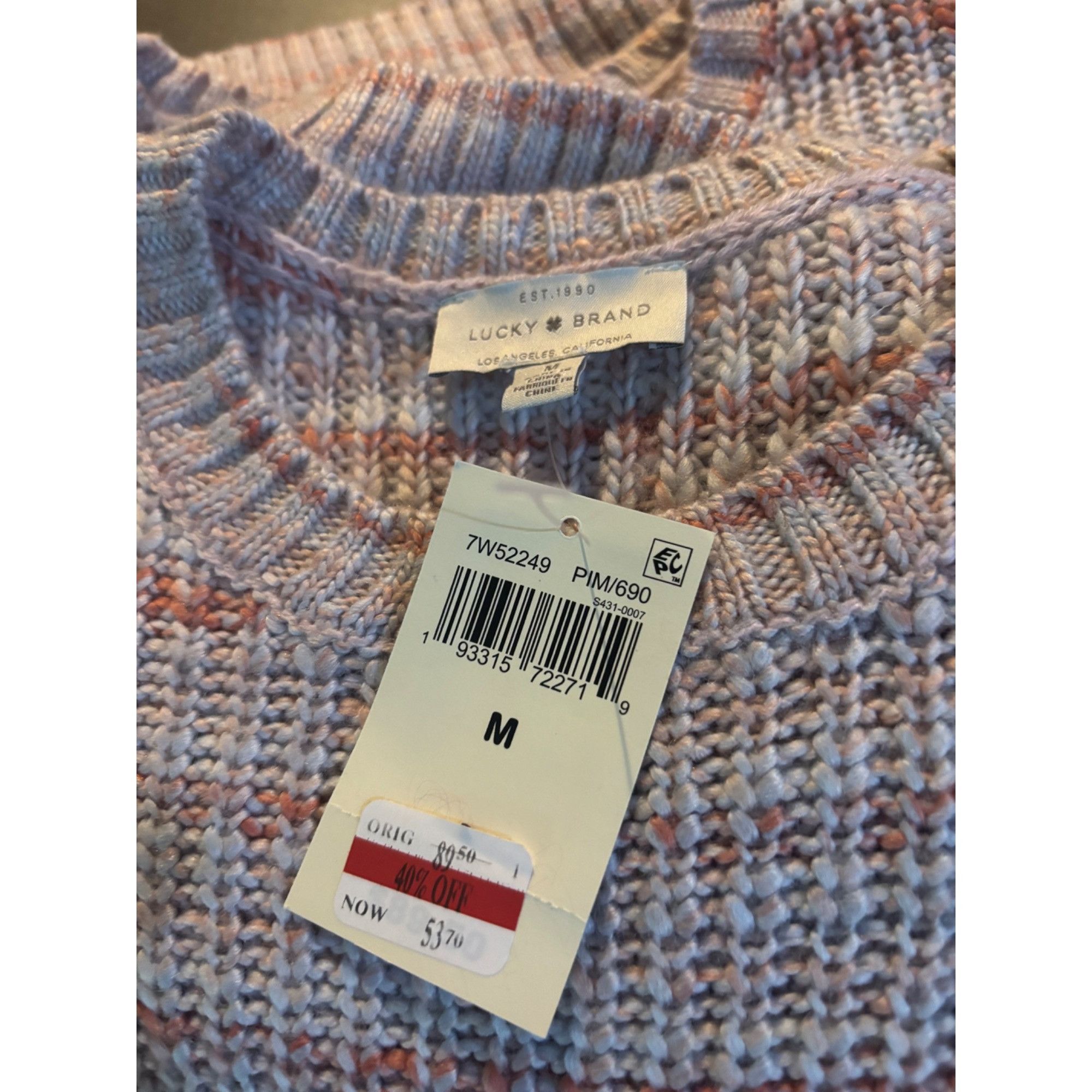 Lucky Brand Lucky Brand Marled-Knit Crewneck Sweater, Pink, Sz. M Size M / US 6-8 / IT 42-44 - 8 Thumbnail