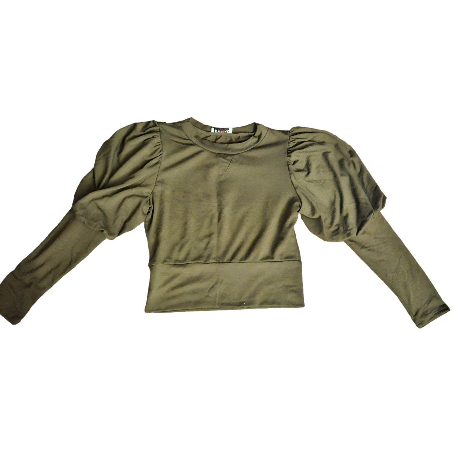 Other Swank Olive Green Puff Sleeve Sweatshirt - Size Large Size L / US 10 / IT 46 - 1 Thumbnail