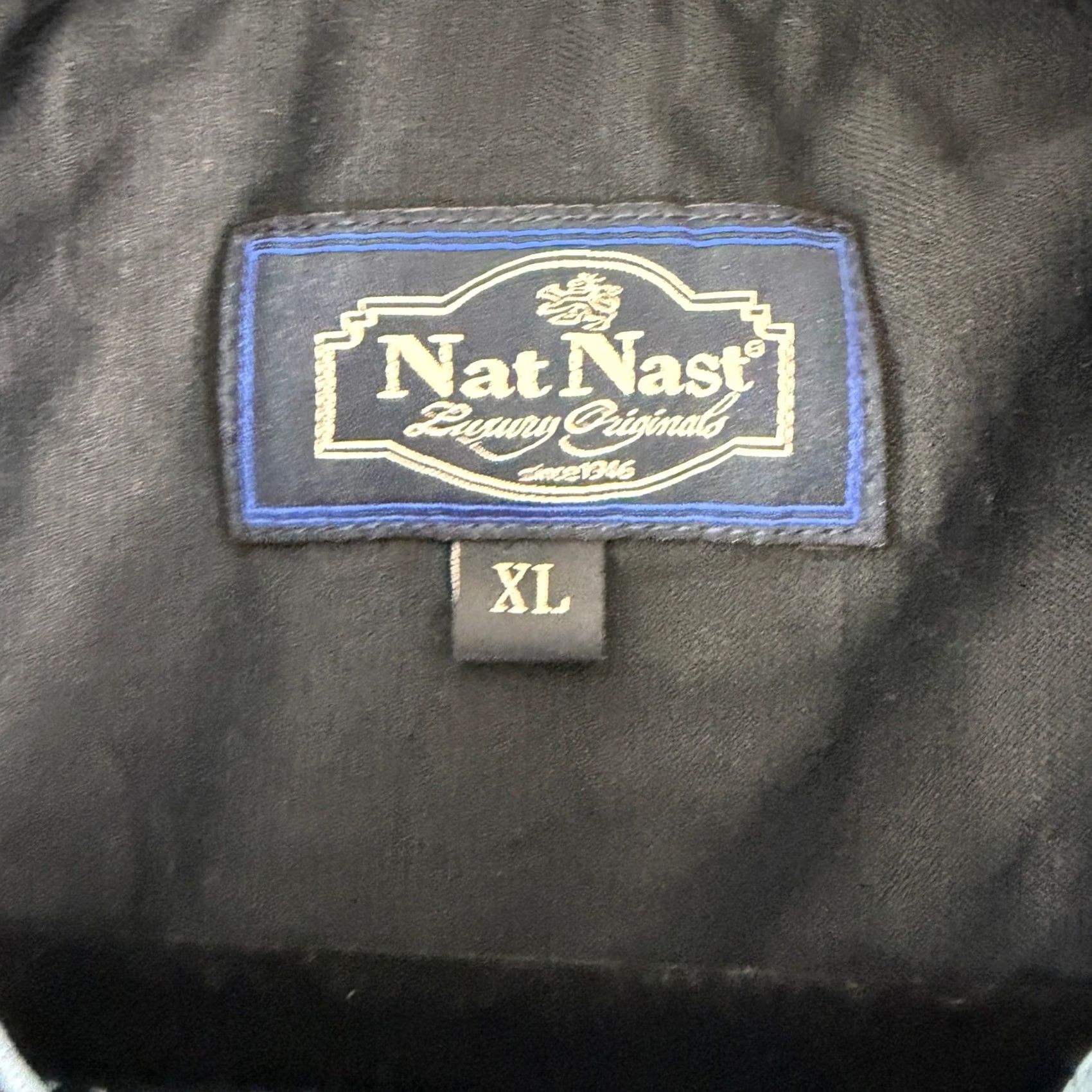 Nat Nast Nat Nast Luxury Originals Button-Up Shirt Men XL Blue Silk Cotton Palm Floral Short Sleeve Relaxed Casual Shirt Size US XL / EU 56 / 4 - 7 Thumbnail