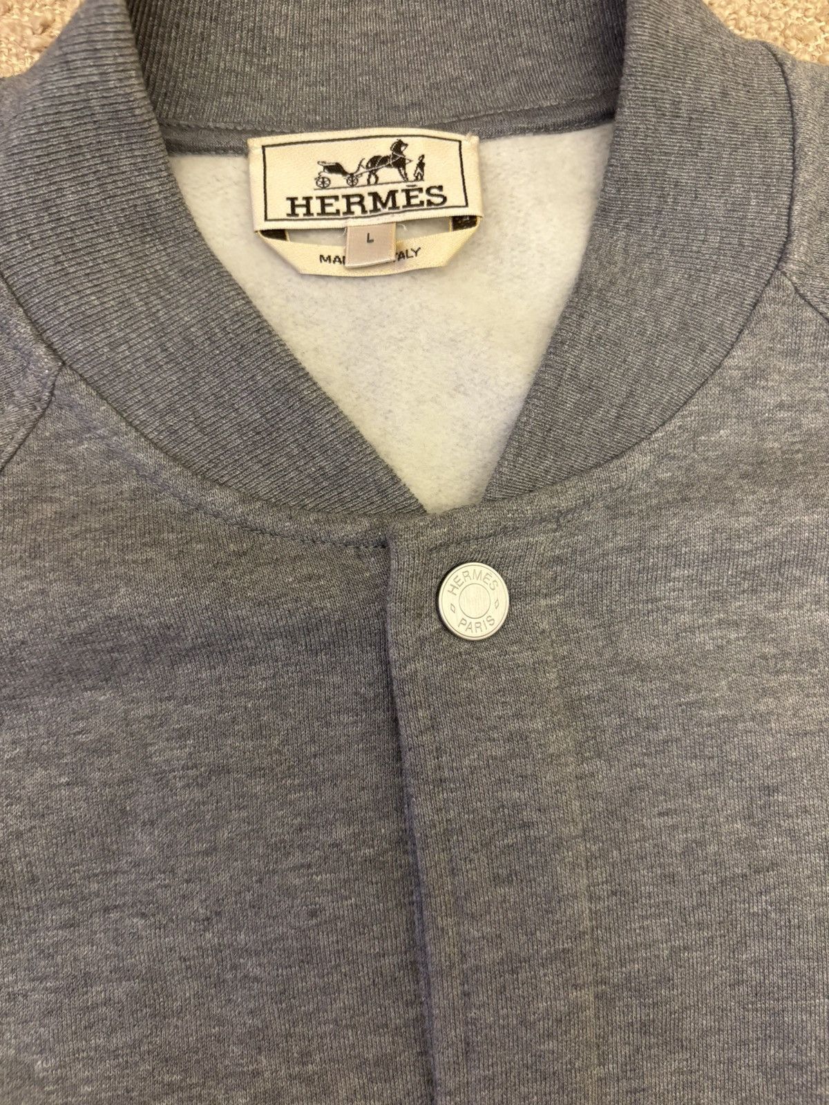 Hermes Hermes Varsity Jacket with Leather Logo Size US L / EU 52-54 / 3 - 3 Thumbnail