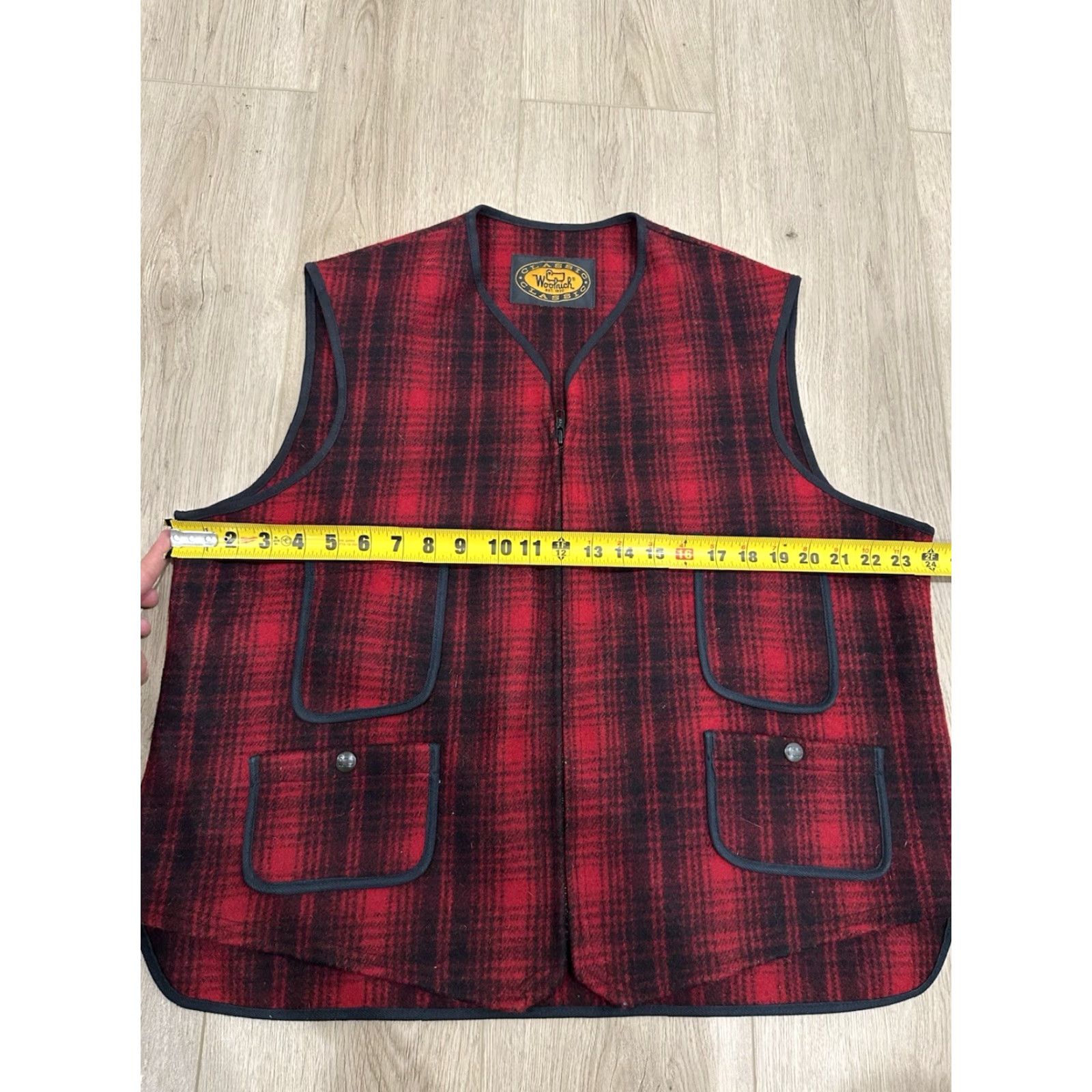 Vintage VINTAGE Woolrich Vest Wool Red Plaid Full Zip 4-Pocket Men L/XL Wool Size US L / EU 52-54 / 3 - 7 Thumbnail
