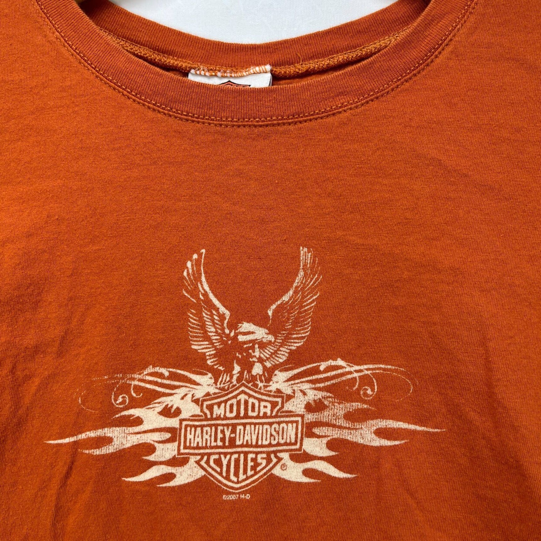 Harley Davidson VINTAGE Harley-Davidson Flames T-Shirt Womens M Orange 90s Size M / US 6-8 / IT 42-44 - 3 Thumbnail