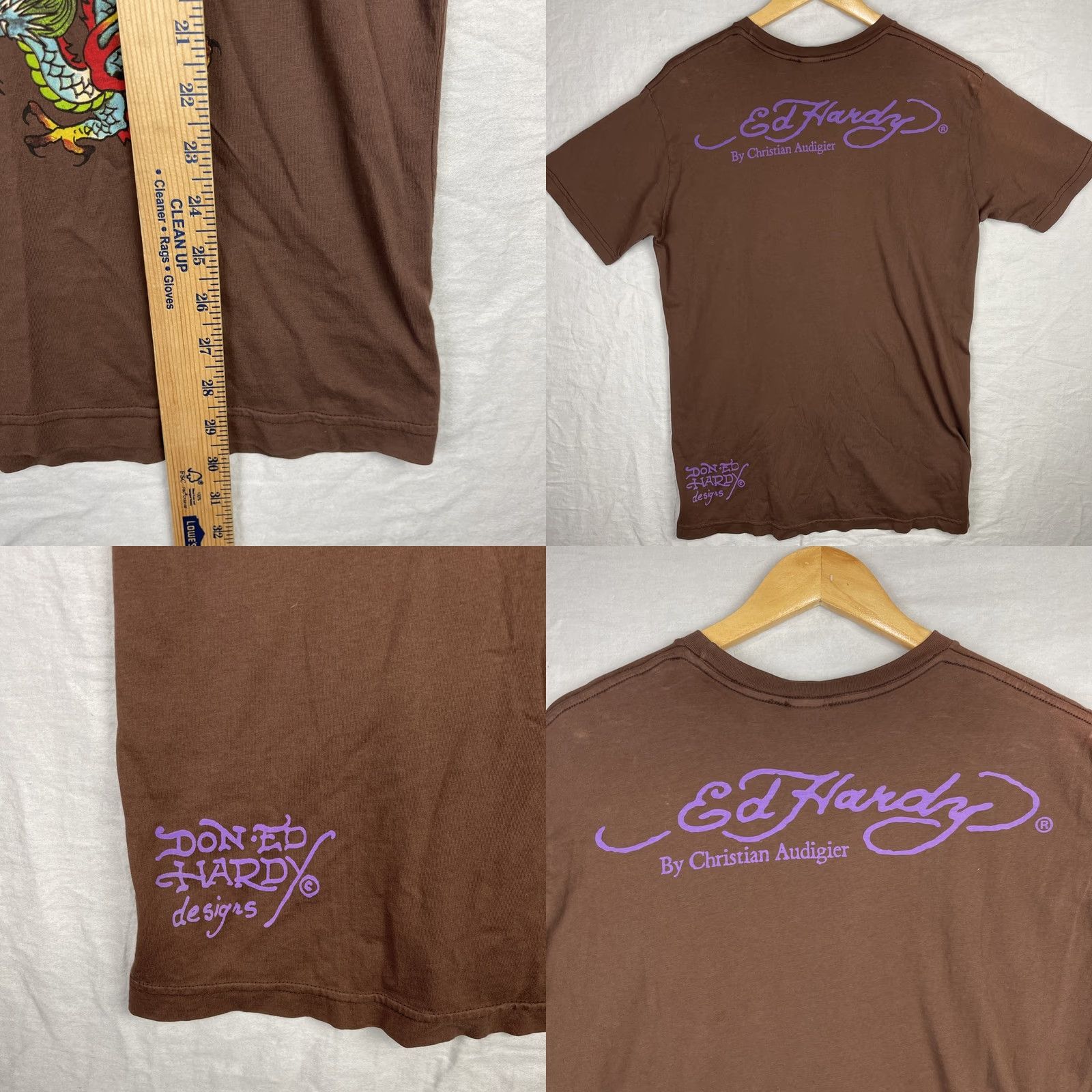 Ed Hardy VINTAGE Ed Hardy Shirt Mens XL Brown Dragon Tattoo Short Sleeve Made In USA Y2K Size US XL / EU 56 / 4 - 9 Thumbnail