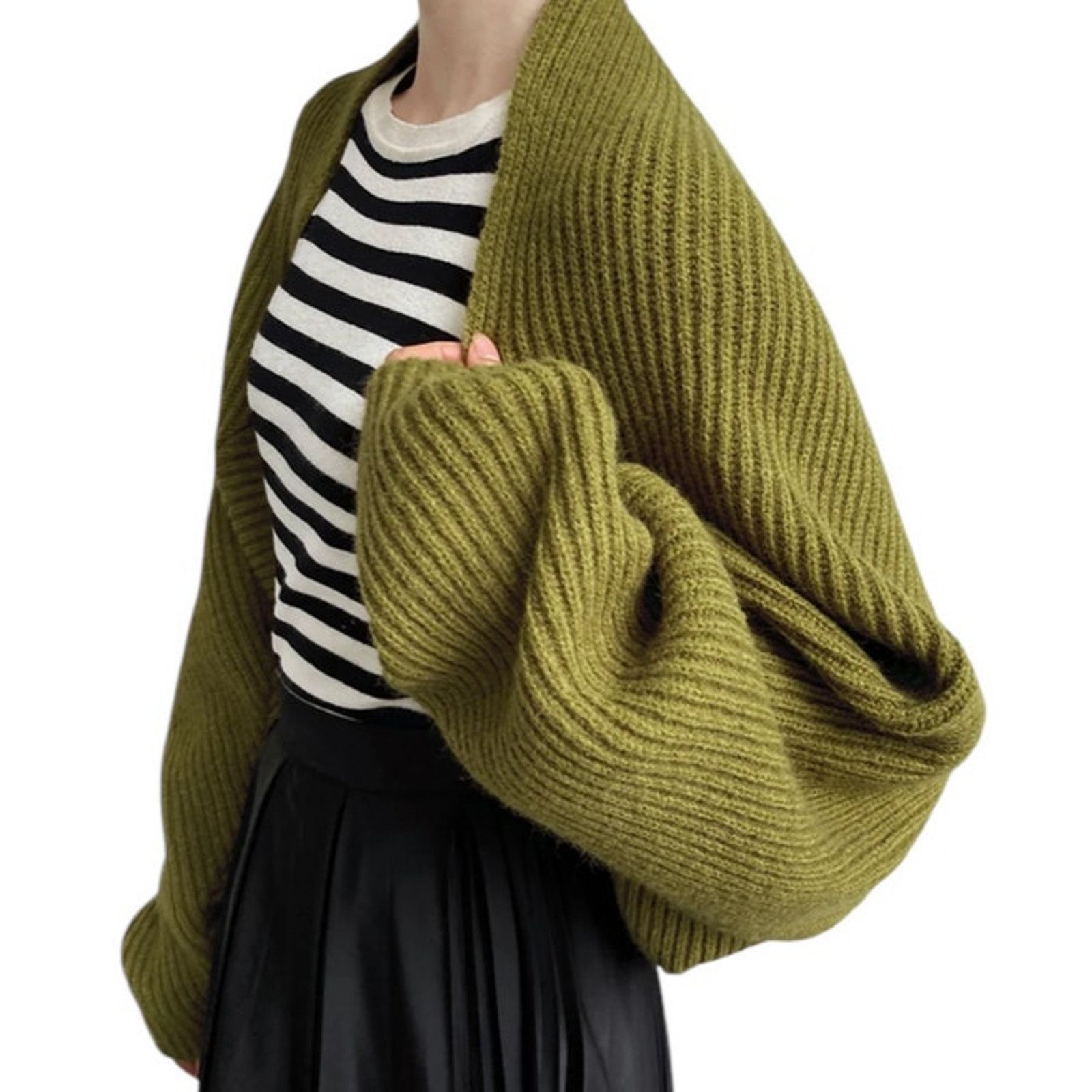 Other Commense Black Solid Open-Front Shrug Long Sleeve Sweater Size S / US 4 / IT 40 - 6 Thumbnail