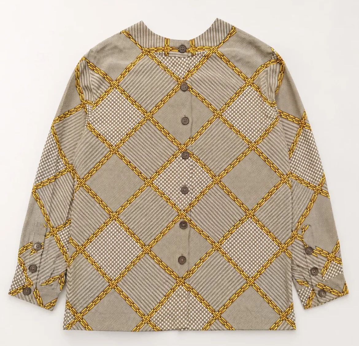 Celine Vintage Celine Silk Geometric Chain Print Shirt Size M / US 6-8 / IT 42-44 - 1 Thumbnail