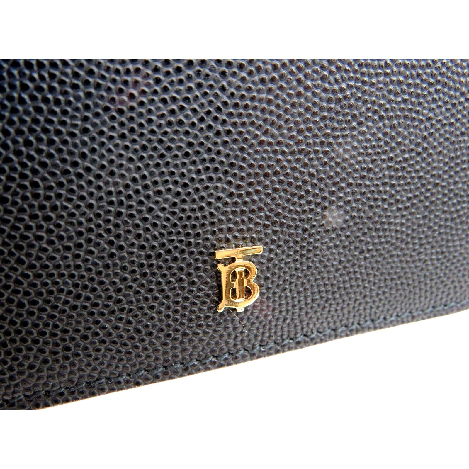Burberry BURBERRY LARK BLACK LEATHER GOLD TB LOGO TRIFOLD WALLET Size ONE SIZE - 10 Thumbnail