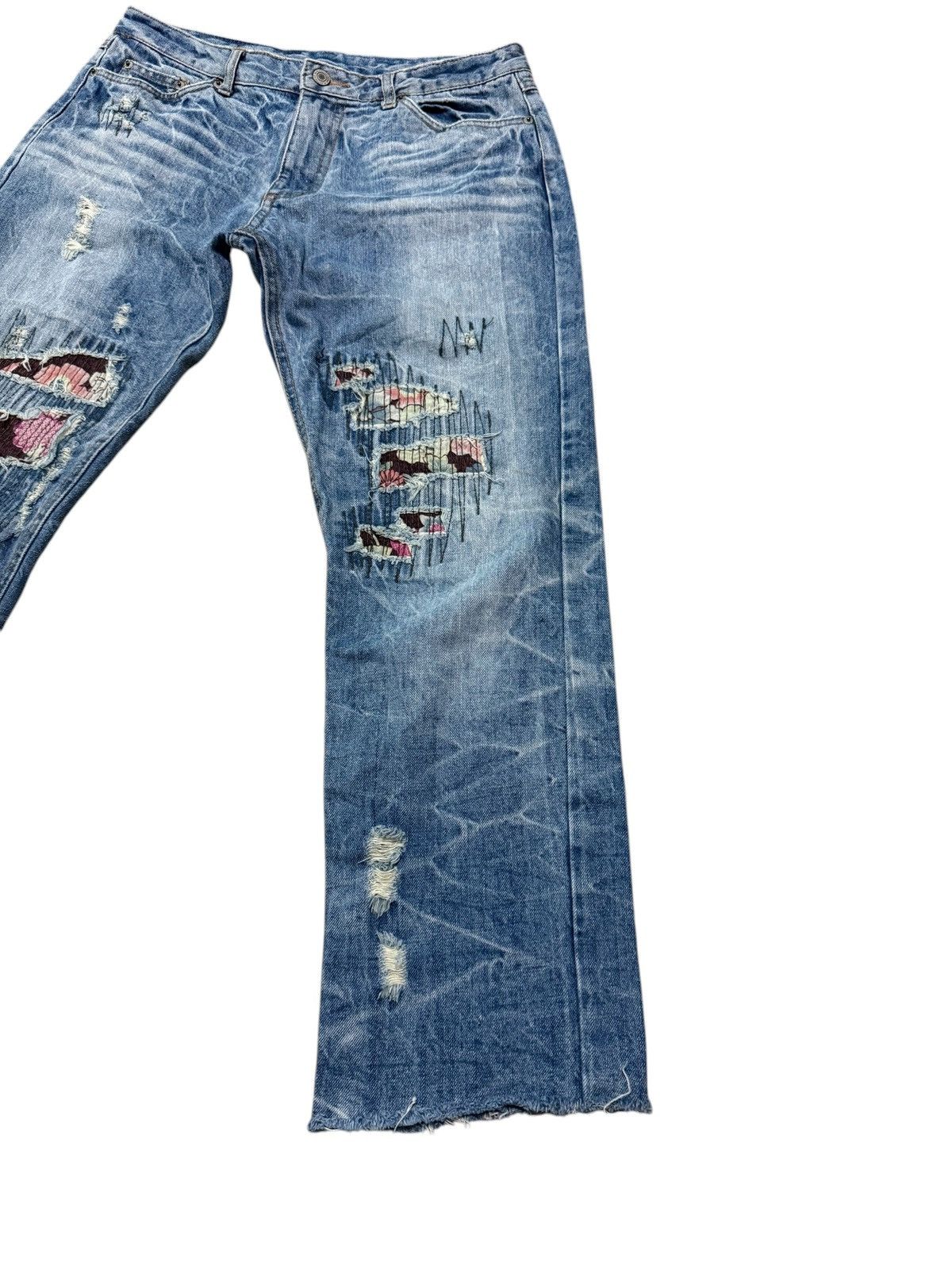 Japanese Brand × Vintage DISTRESSED PATCHWORK JEANS Size US 31 - 4 Thumbnail