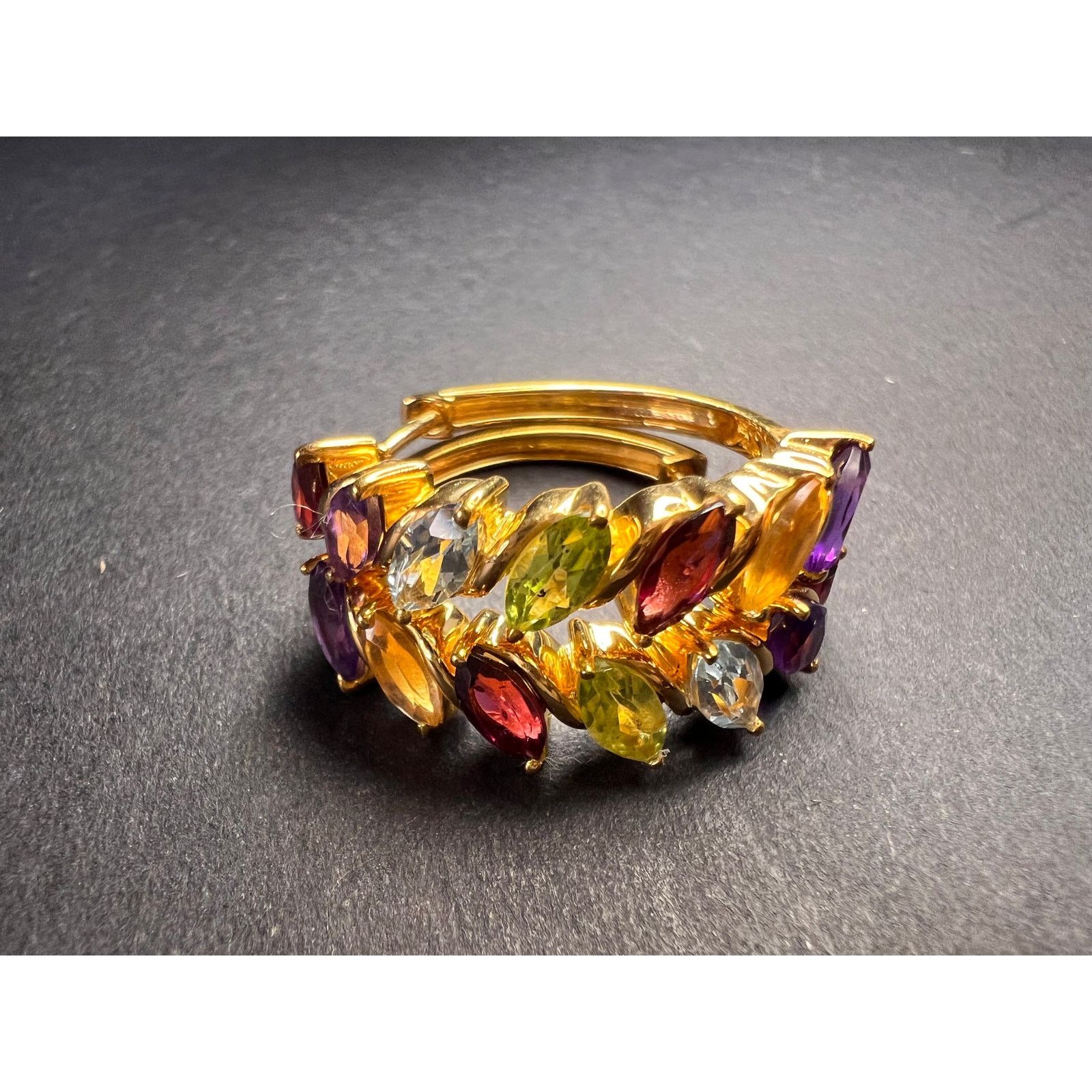 Other NEW multi gemstone hoop earrings in vermeil over 925 silver Size ONE SIZE - 7 Thumbnail