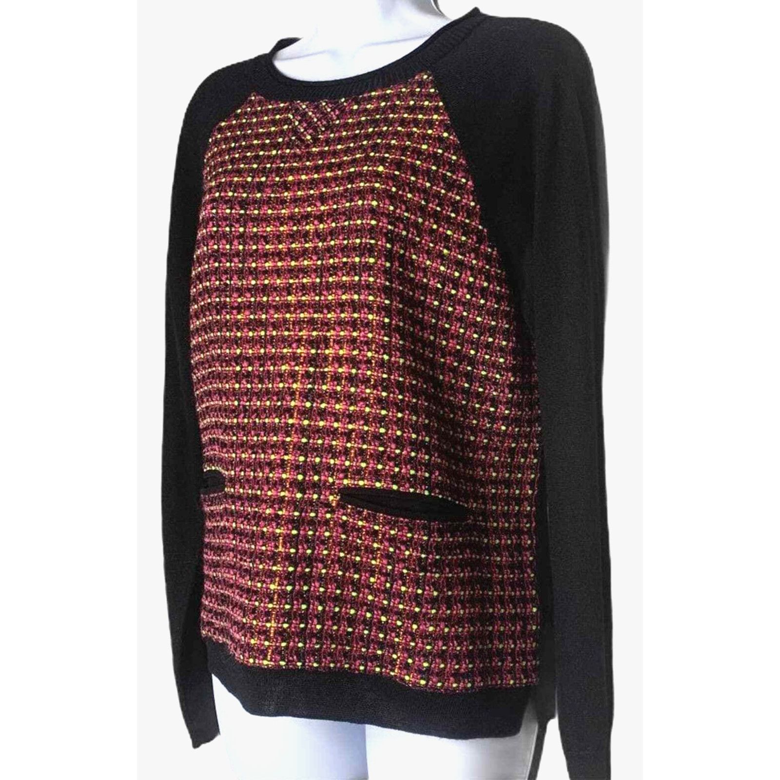 J.Crew J.Crew Modern Black Pink Wool Blend Sweater M Relaxed Pocket Size M / US 6-8 / IT 42-44 - 2 Thumbnail