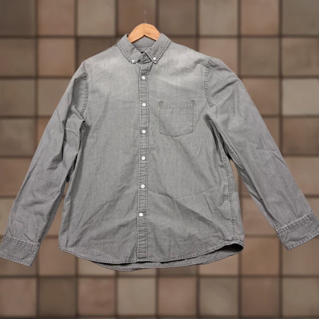 Express Express Mens Large Gray Button Down Long Sleeve Cotton Casual Shirt Size US L / EU 52-54 / 3 - 1 Thumbnail