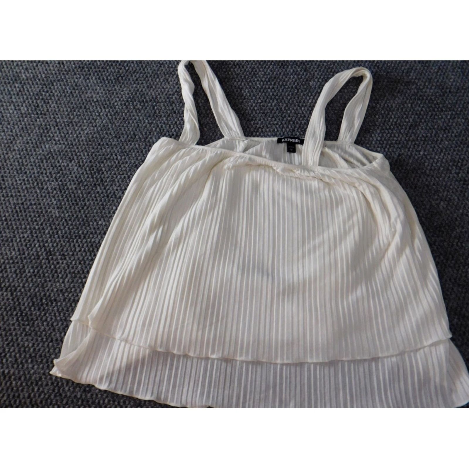 Express Express Blouse Shirt Women M White Short Sleeve Crew Neck Pullover Strap Stretch Regular Basic Casual Size M / US 6-8 / IT 42-44 - 2 Thumbnail