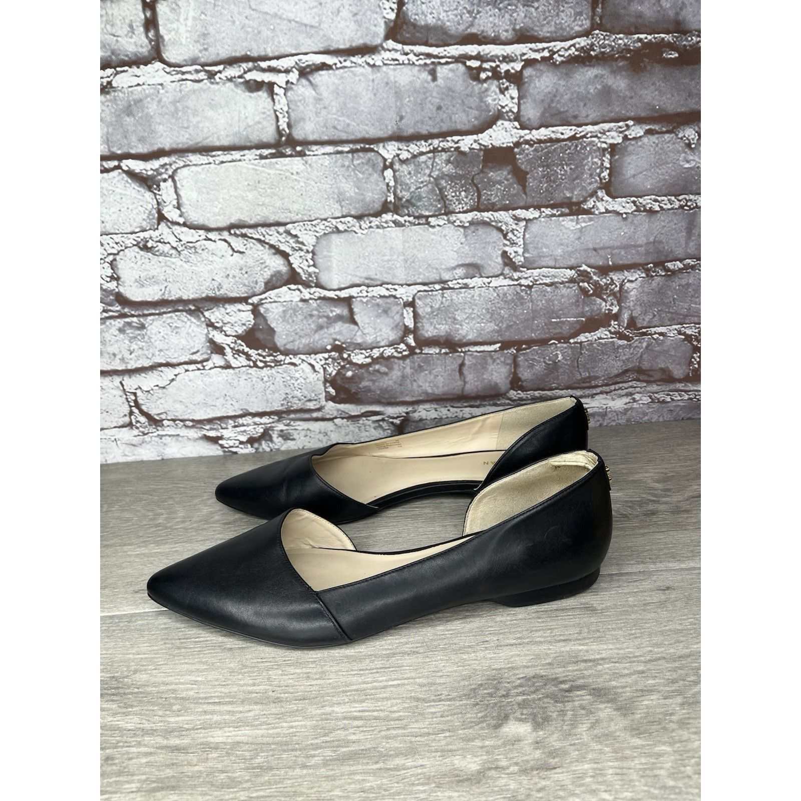 Cole Haan Cole Haan D’Orsay Black Leather Pointed Toe Slip On Flats Wo Size US 8 / IT 38 - 17 Thumbnail