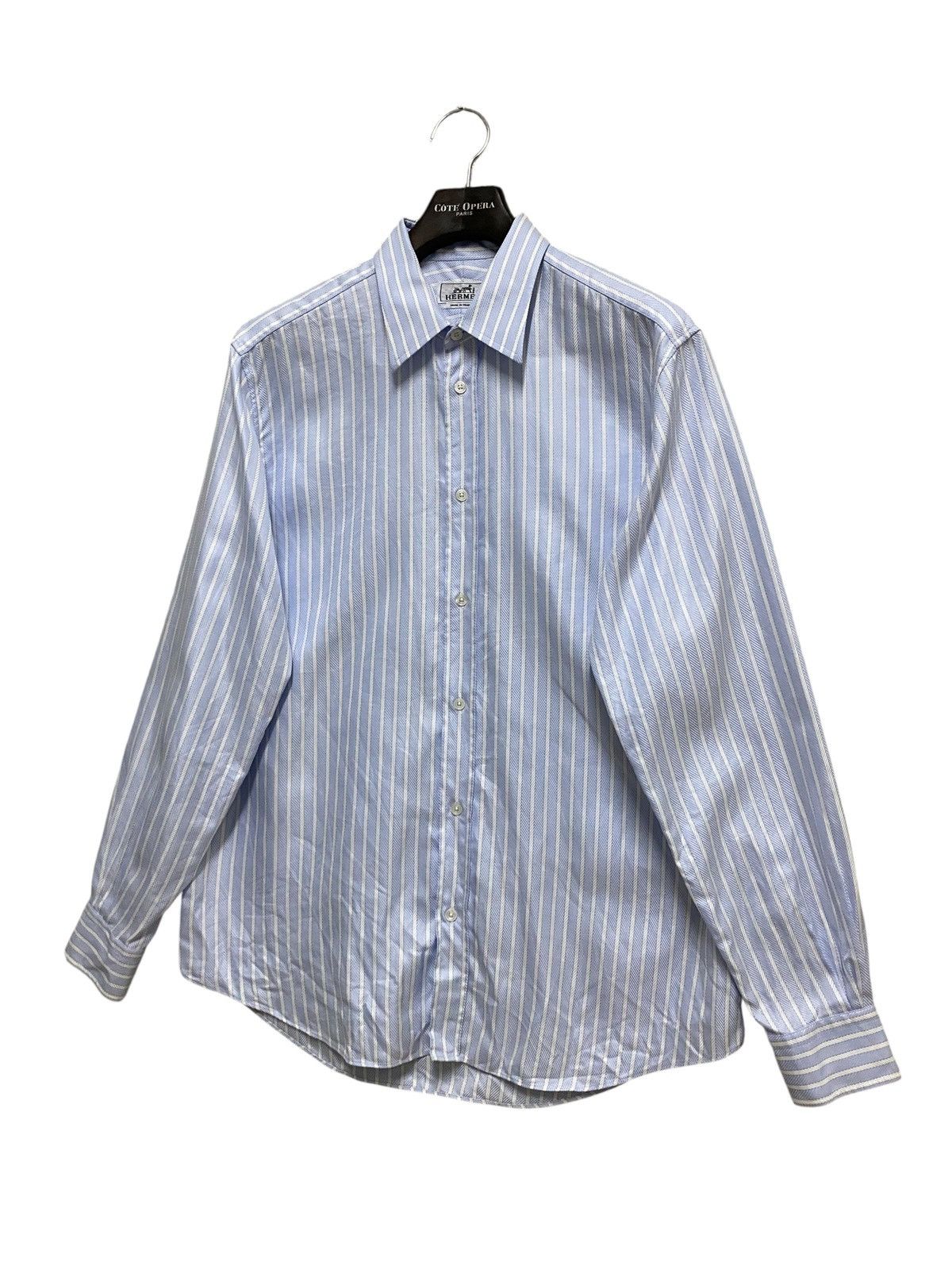 Hermes Vintage 90s hermes martin margiela era shirt button striped Size US L / EU 52-54 / 3 - 3 Thumbnail