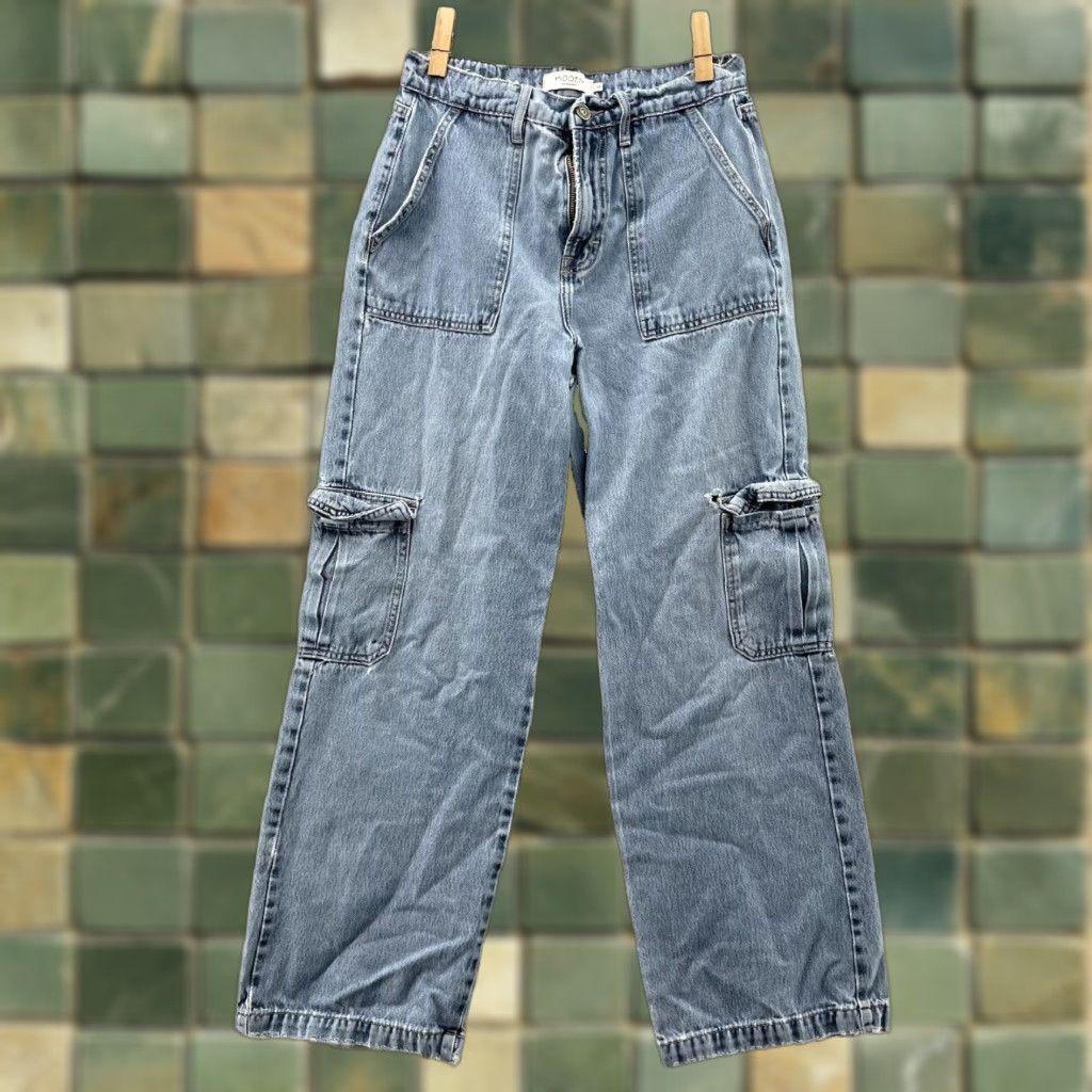 Vintage Hidden Jeans Women's 28 Baggy Cargo Wide Leg Y2k Streetwear Grunge Biker Skater Jeans Womens 28 Blue 90s Grunge Baggy Cargo Wide-Leg Skinny? Size 28" / US 6 / IT 42 - 1 Thumbnail