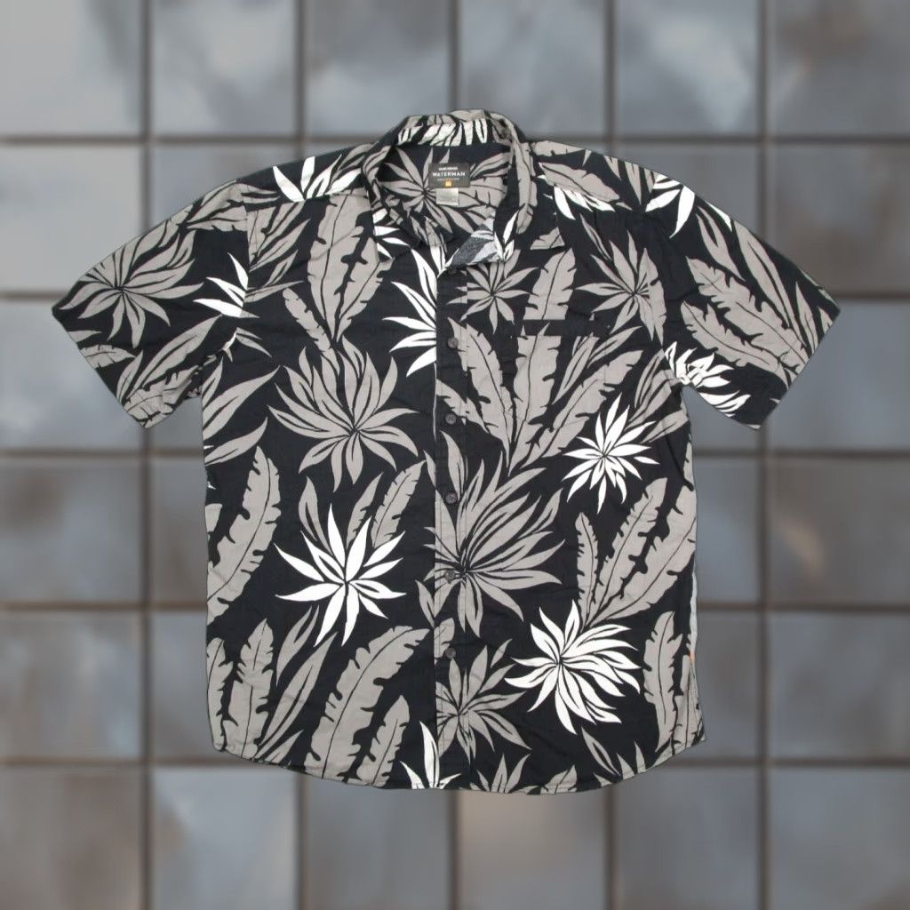 Quiksilver Quiksilver Waterman Shirt Men Large Black Floral Button Up Cotton Hawaiian Tiki Size US L / EU 52-54 / 3 - 1 Thumbnail