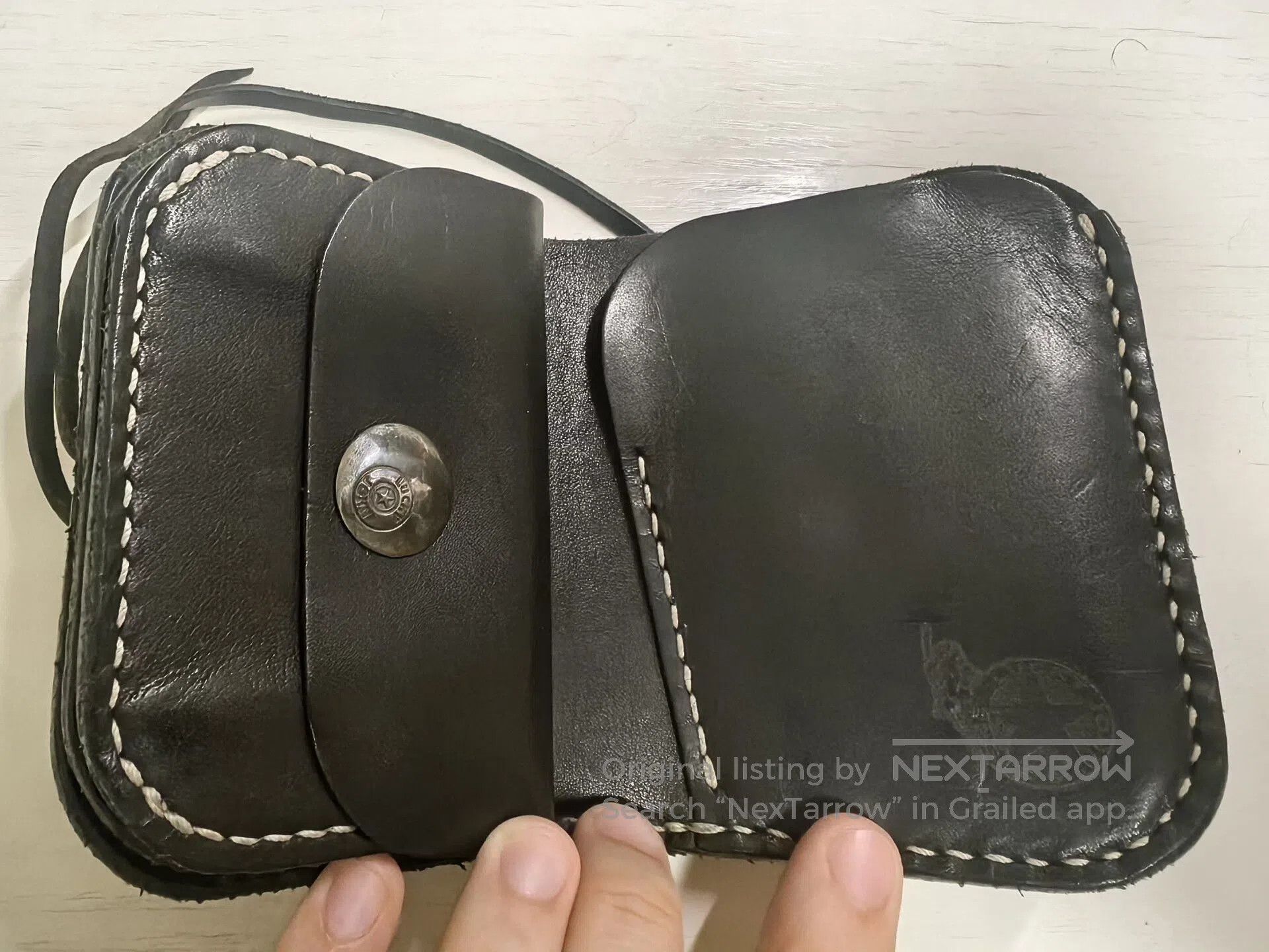 Vintage Vintage Handmade Leather Wallet with Silver Buckle. Size ONE SIZE - 2 Thumbnail