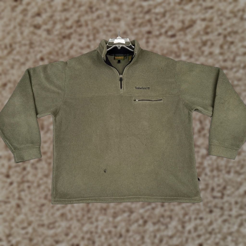 Timberland Timberland Sweater Men Large Green Fleece 1/4 Zip Polyester ISSUES READ ME Size US L / EU 52-54 / 3 - 1 Thumbnail