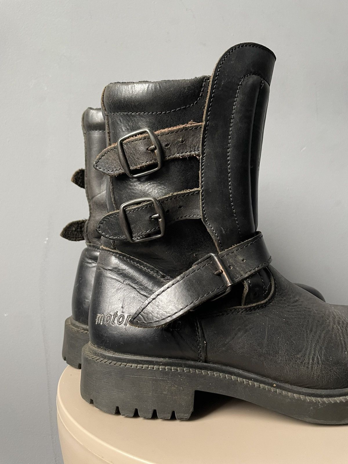 Vintage Motorcycle Boots Leather Platform New Rock Style Y2K in Black, Men's (Size 11) — image 4 of 6