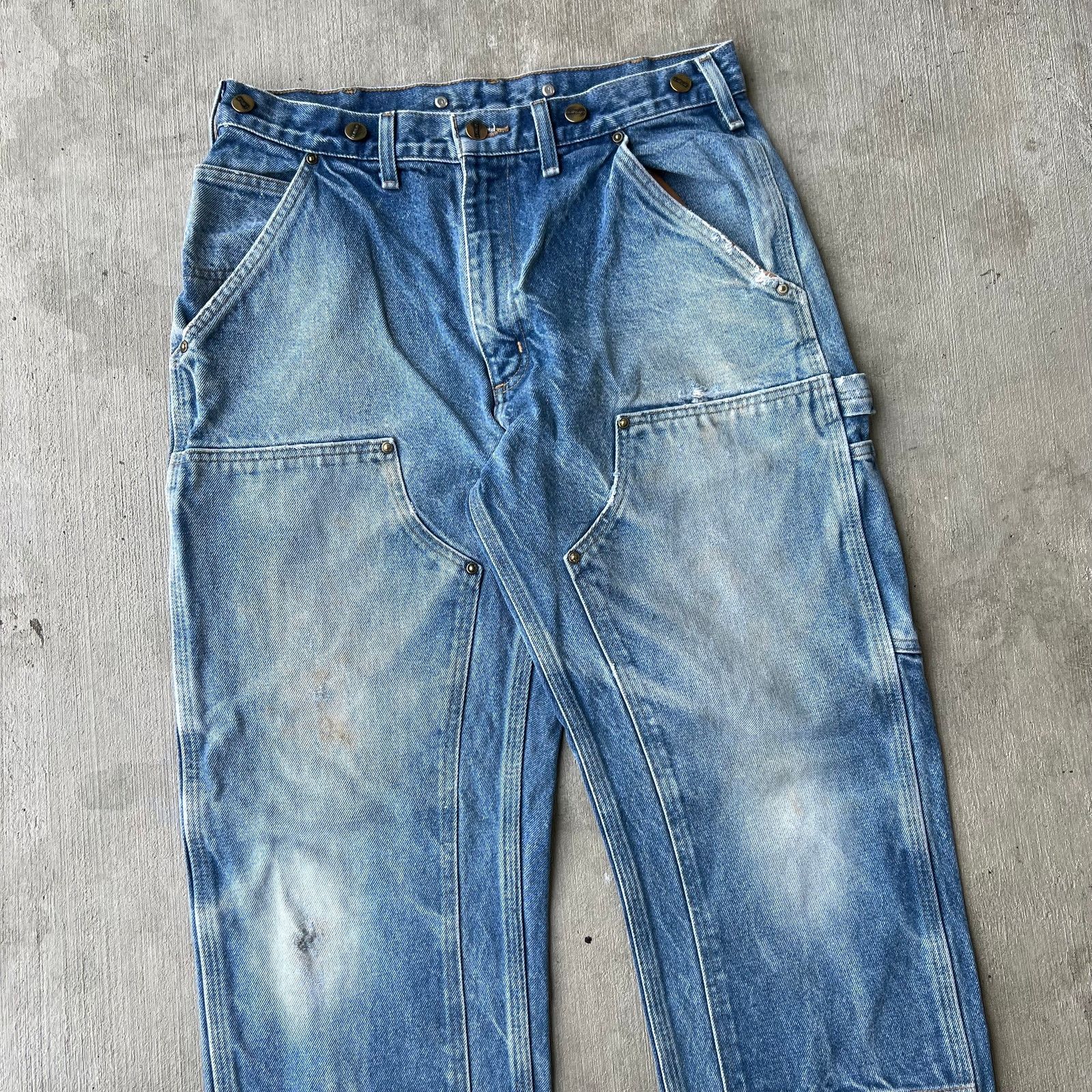 Carhartt × Vintage Carhartt faded blue denim double knee jeans work wear pants Size US 31 - 2 Thumbnail