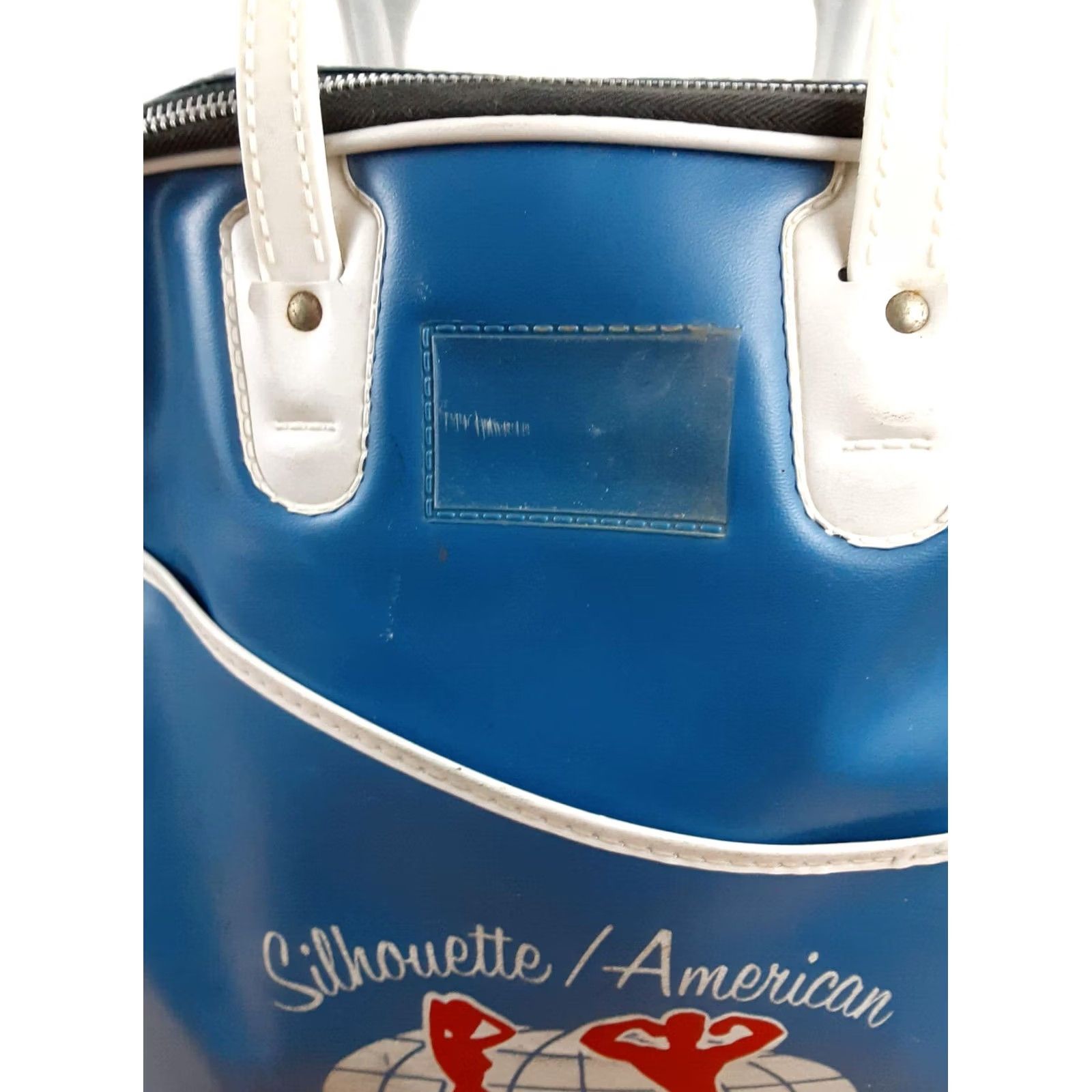 Vintage VINTAGE Silhouette/America Health Spas Gym-Duffle Bag 1980's Michigan Blue & White Vinyl Duffle Bag Men Medium Zipper Size ONE SIZE - 6 Thumbnail
