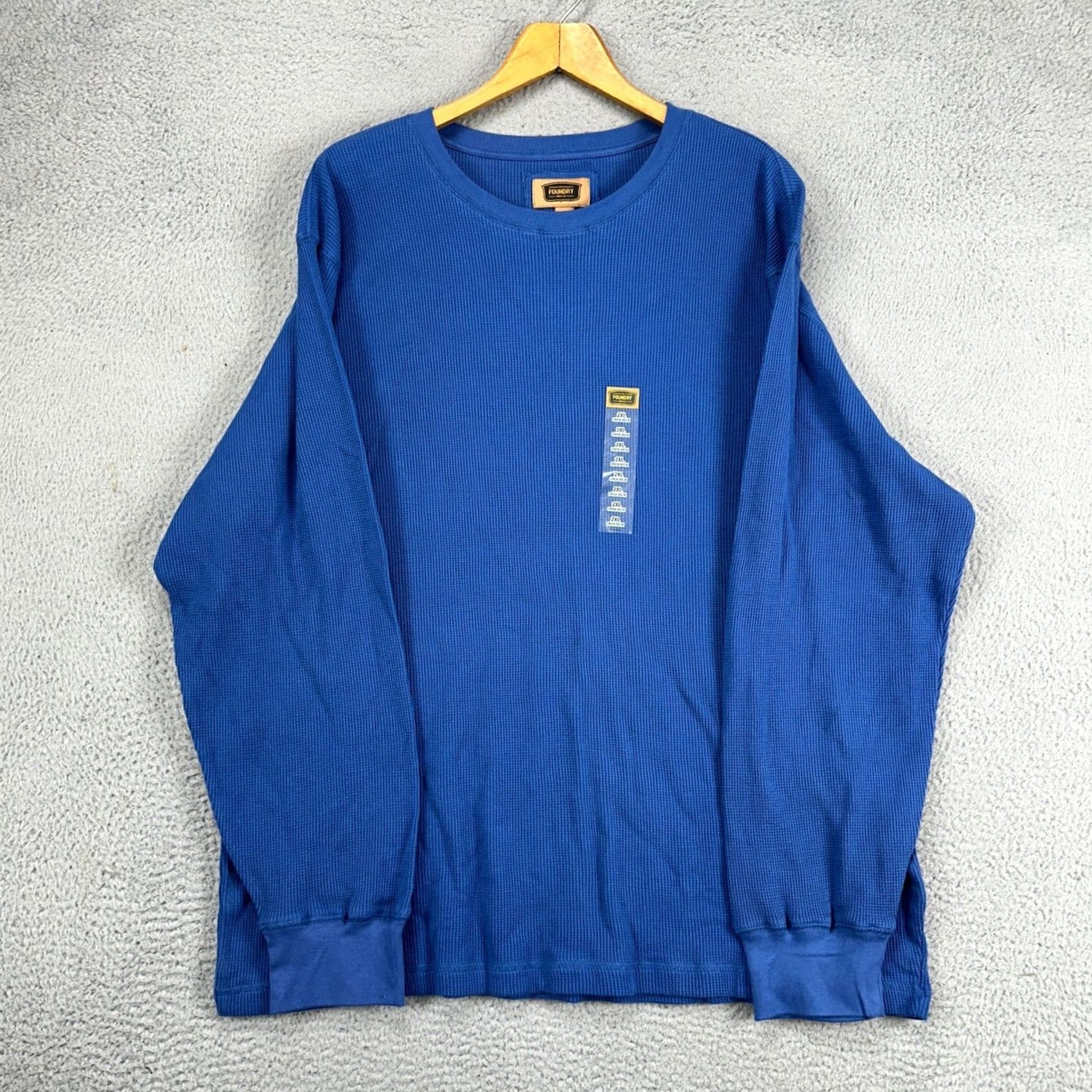 Vintage VINTAGE? The Foundry Supply Co. Mens Thermal Sweater 2XL Blue Crewneck Waffle Knit NEW Size US XXL / EU 58 / 5 - 4 Thumbnail