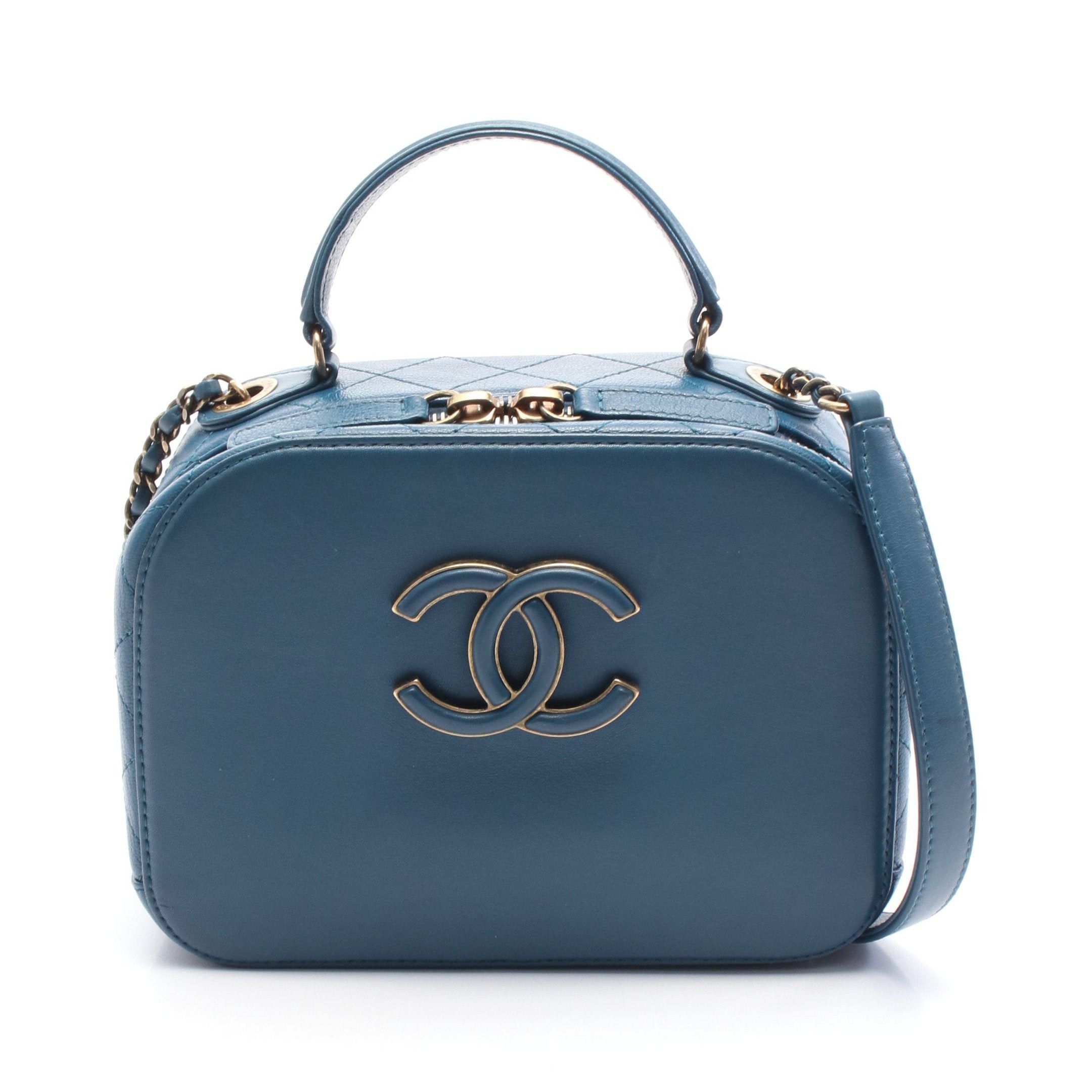 Chanel Coco Mark Shoulder Bag Leather Blue Gold Hardware, Women's