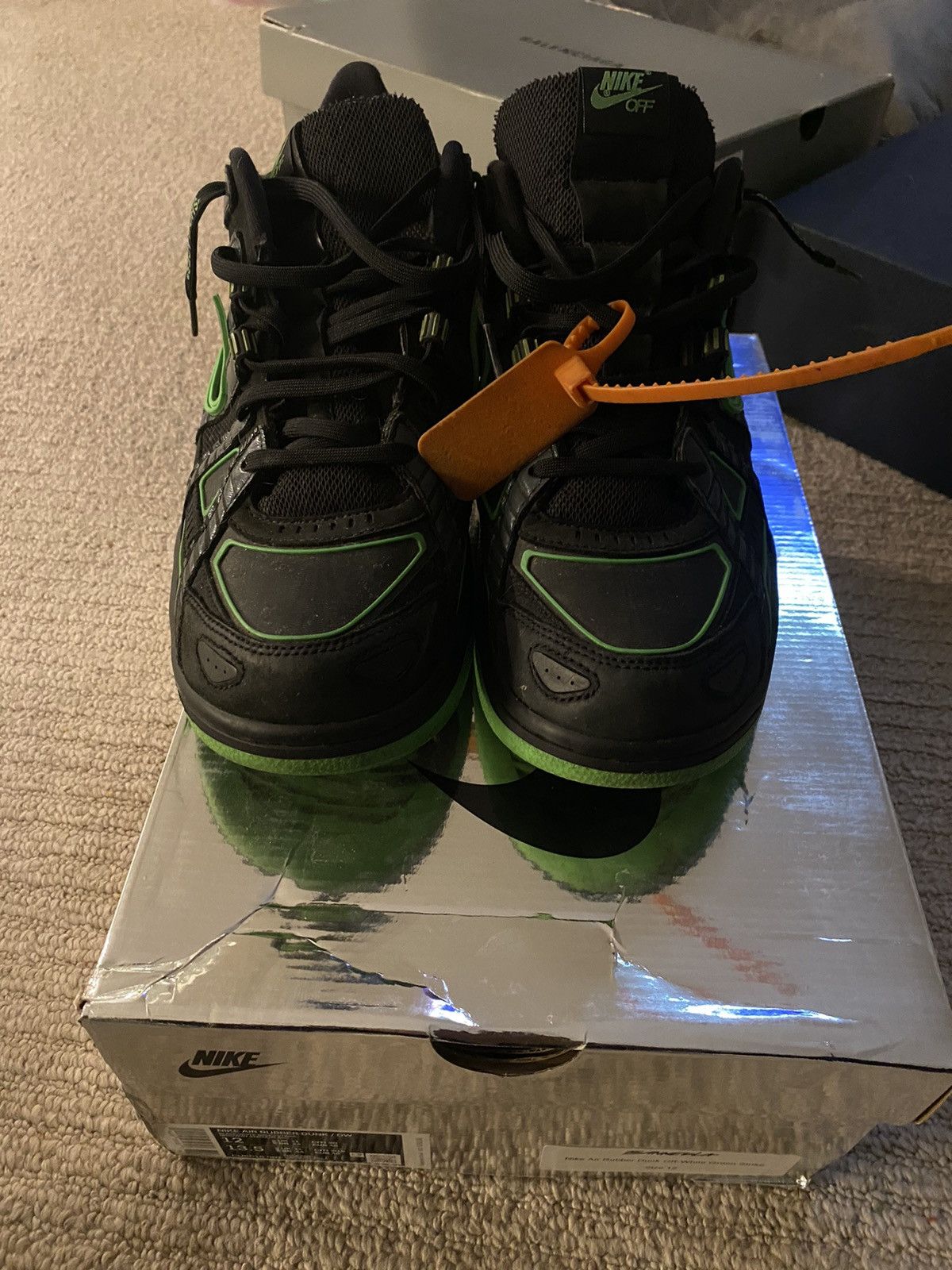 image of Jordan Off White Nike Air Rubber Dunk Off-White Shoes in Black Green, Men's (Size 12)