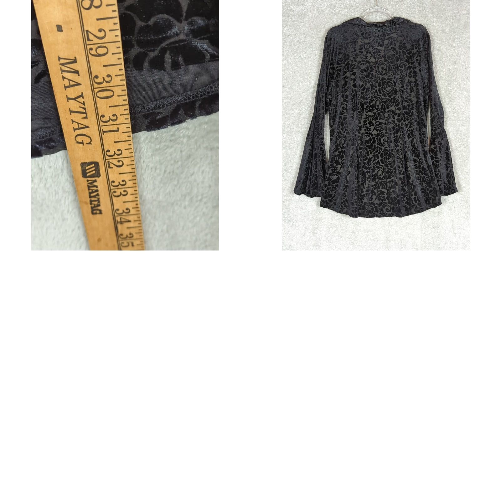 Velvet Ultra Pink Velvet Burnout Tunic Blouse Top Women's XL Whimsigoth Witchy Black Size XL / US 12-14 / IT 48-50 - 8 Thumbnail