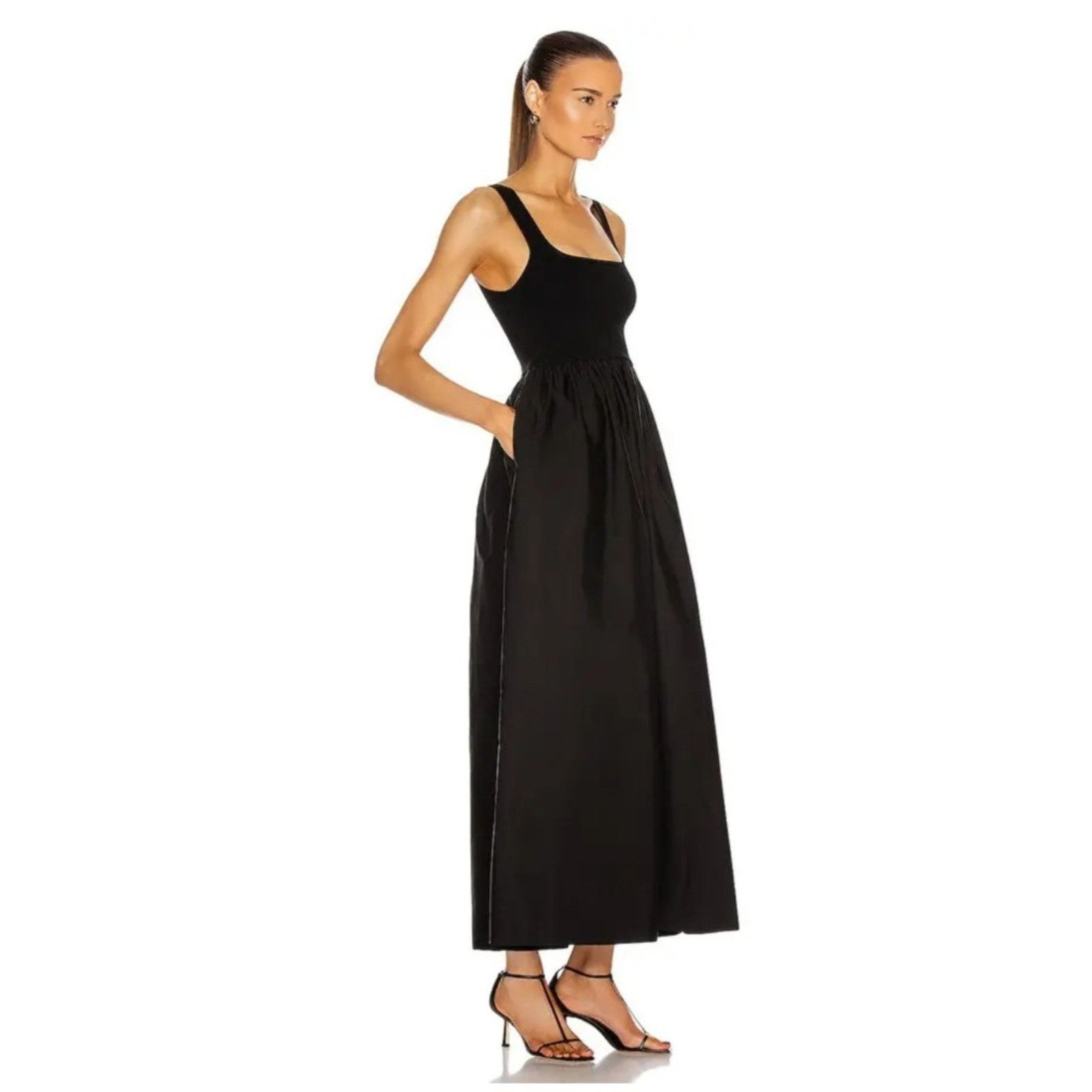 Matteau MATTEAU Knit And Cotton Maxi Black Classic Dress $620 10 Size L / US 10 / IT 46 - 4 Thumbnail