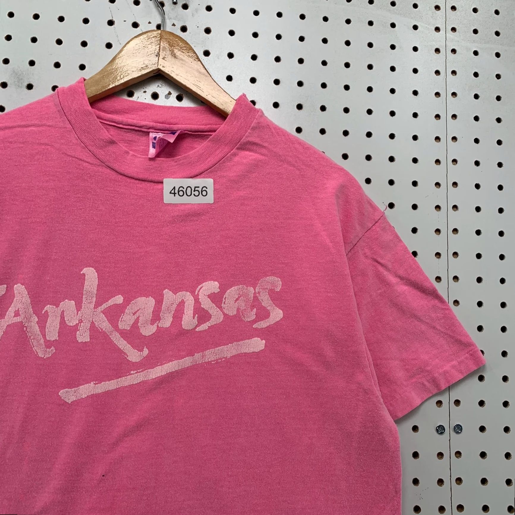 Hanes VINTAGE Arkansas Hanes Beefy-T Shirt Mens L Pink USA 80s 1990s Short Sleeve Crew Neck Cotton Graphic Print Size US L / EU 52-54 / 3 - 6 Thumbnail