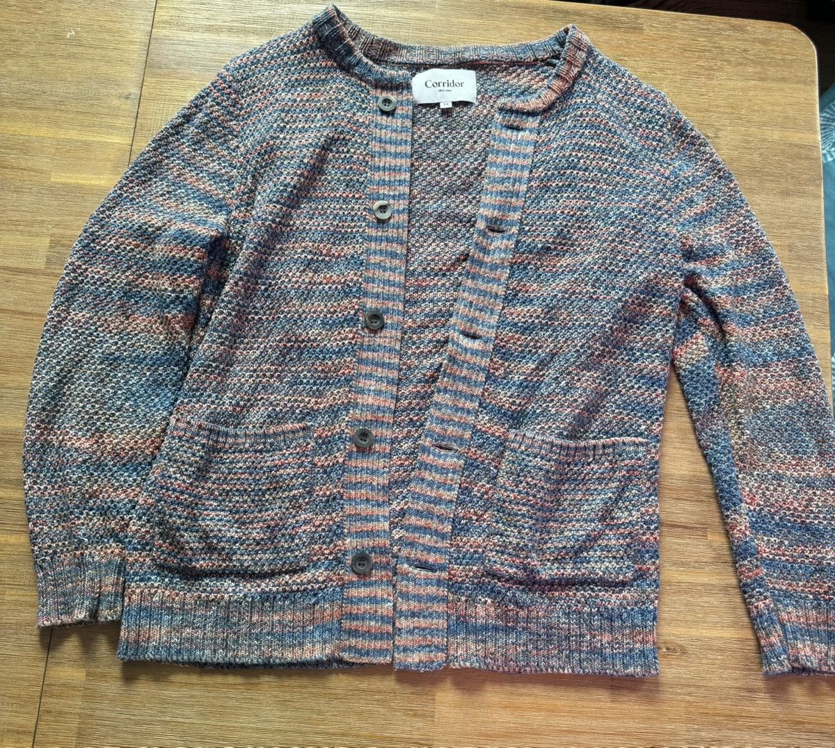 Corridor Space Dye Cotton Crewneck Cardigan — Medium