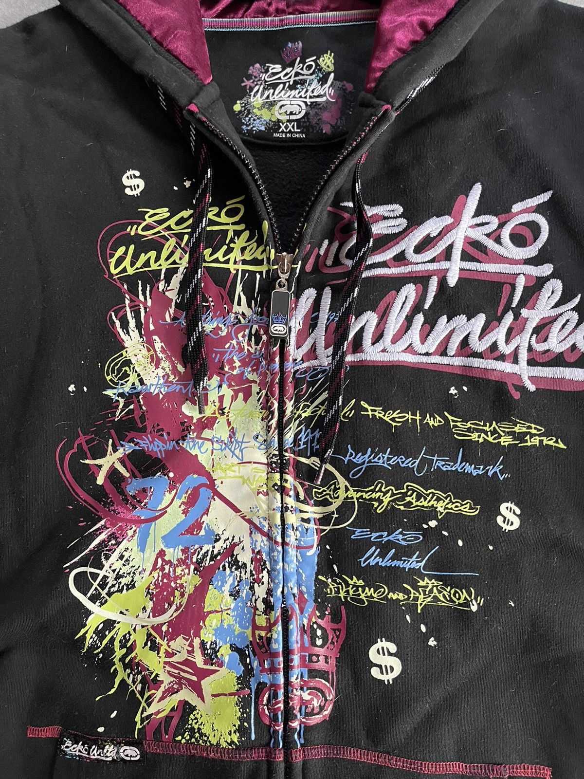 Ecko Unltd. 00s Ecko Unlimited Painted Logo Baggy Zip Hoodie XXL Rare Size US XXL / EU 58 / 5 - 7 Thumbnail