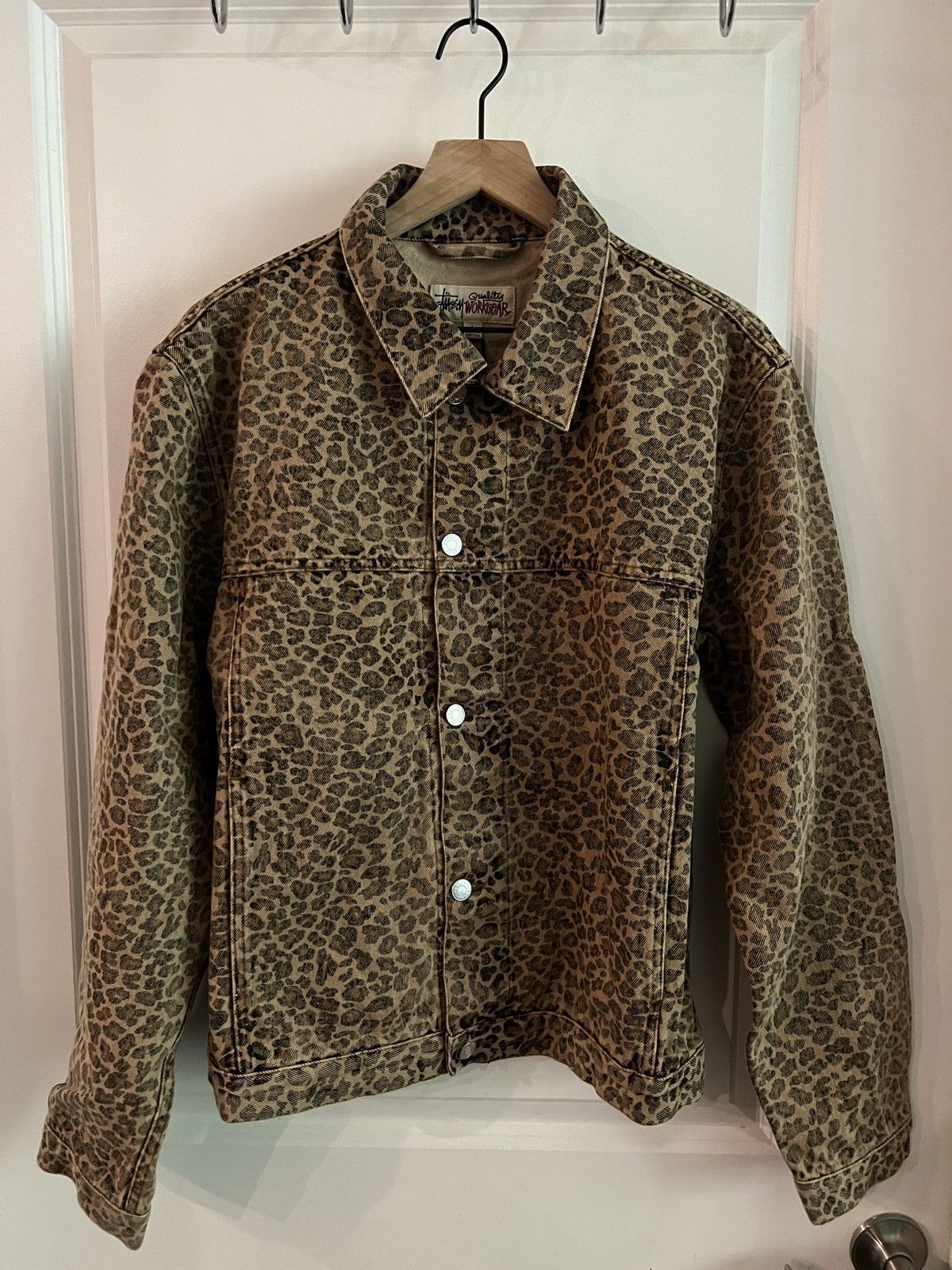 stussy TRUCKER JACKET DENIM レオパード（レオパード STUSSY