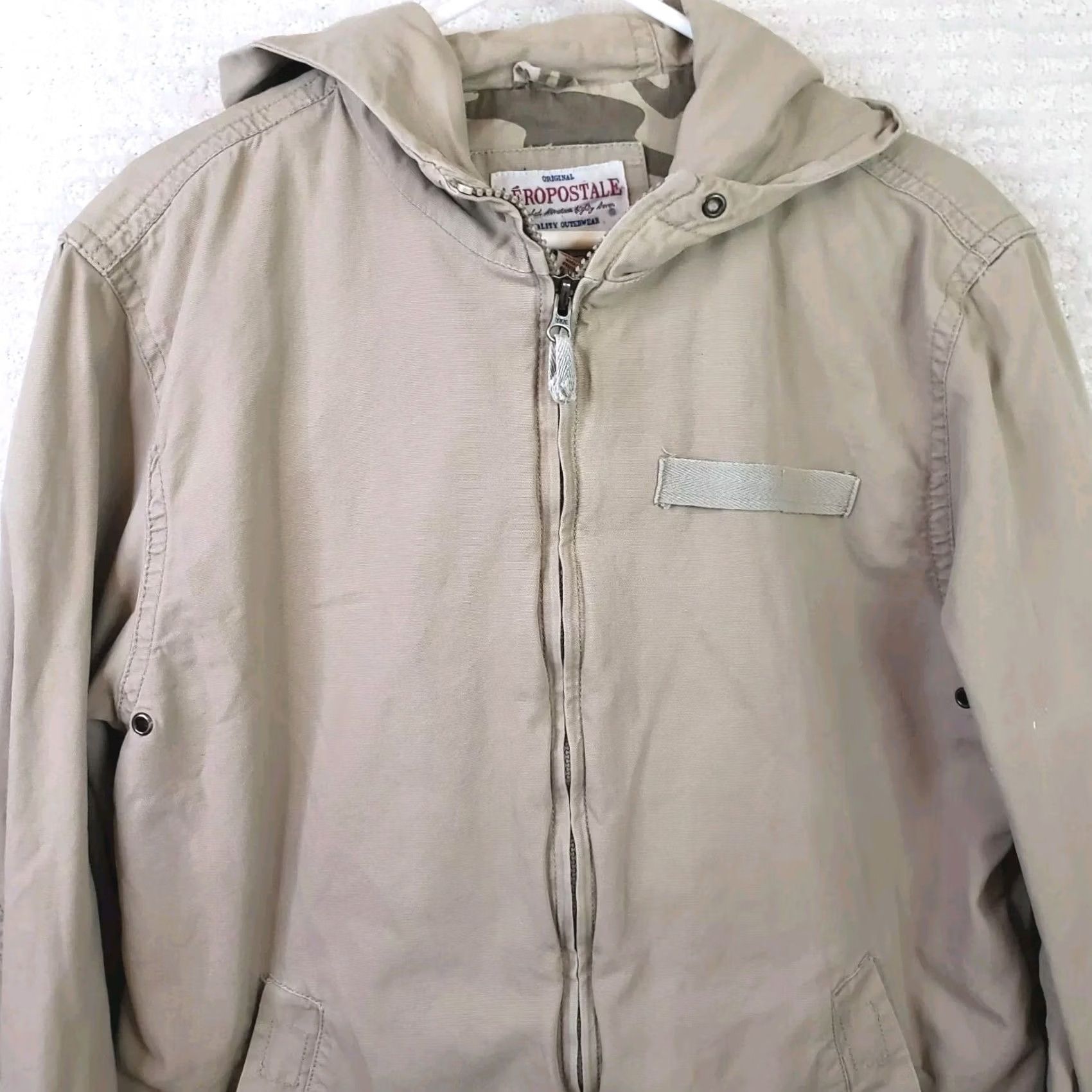 Vintage Aéropostale Men's L Beige Full Zip Canvas Jacket Outdoor Coat Unlined Size US L / EU 52-54 / 3 - 2 Thumbnail