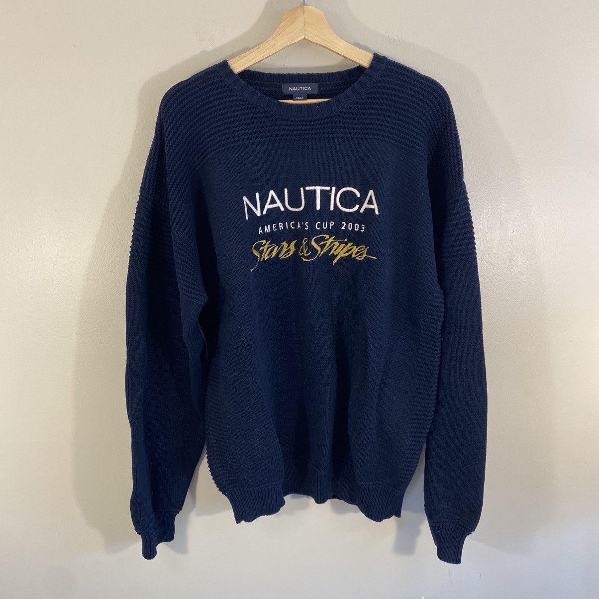 Nautica × Vintage Vintage Y2K Nautica Logo Knit Sweater XL Size US XL / EU 56 / 4 - 1 Thumbnail