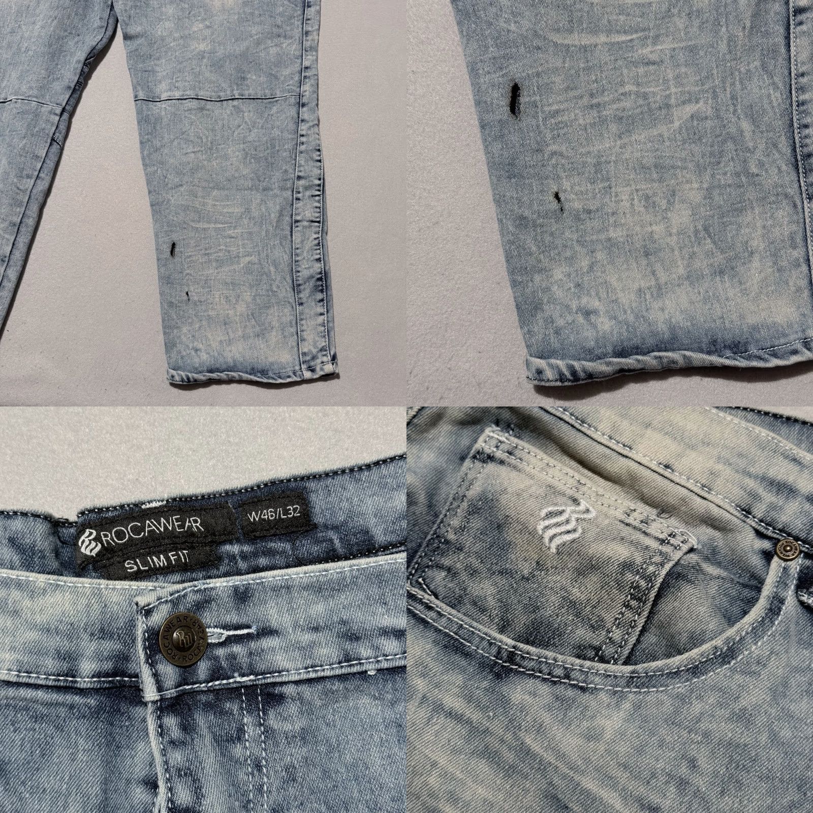 Rocawear Rocawear Slim Fit Jeans Men's Blue Denim Distressed Straight Biker Y2K - 46x32 Size US 30 / EU 46 - 8 Thumbnail