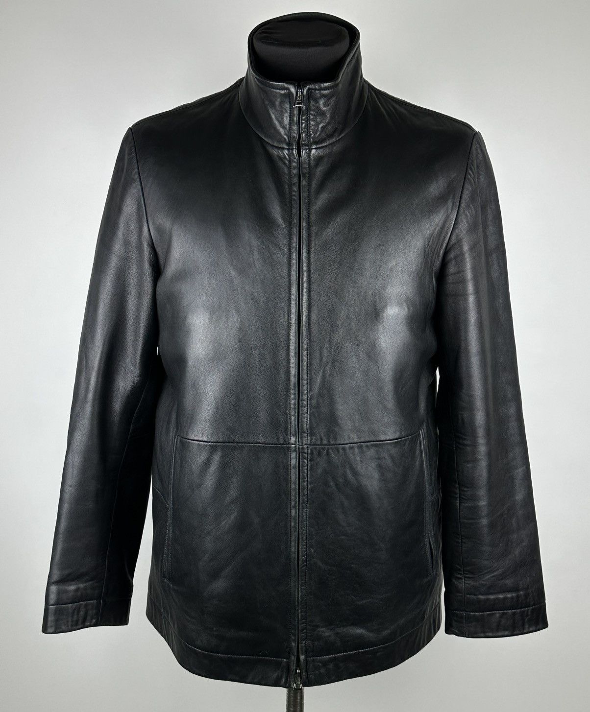 Hugo Boss Men Hugo Boss Black Lamb Leather Vintage Style Padded Jacket Size US M / EU 48-50 / 2 - 1 Thumbnail