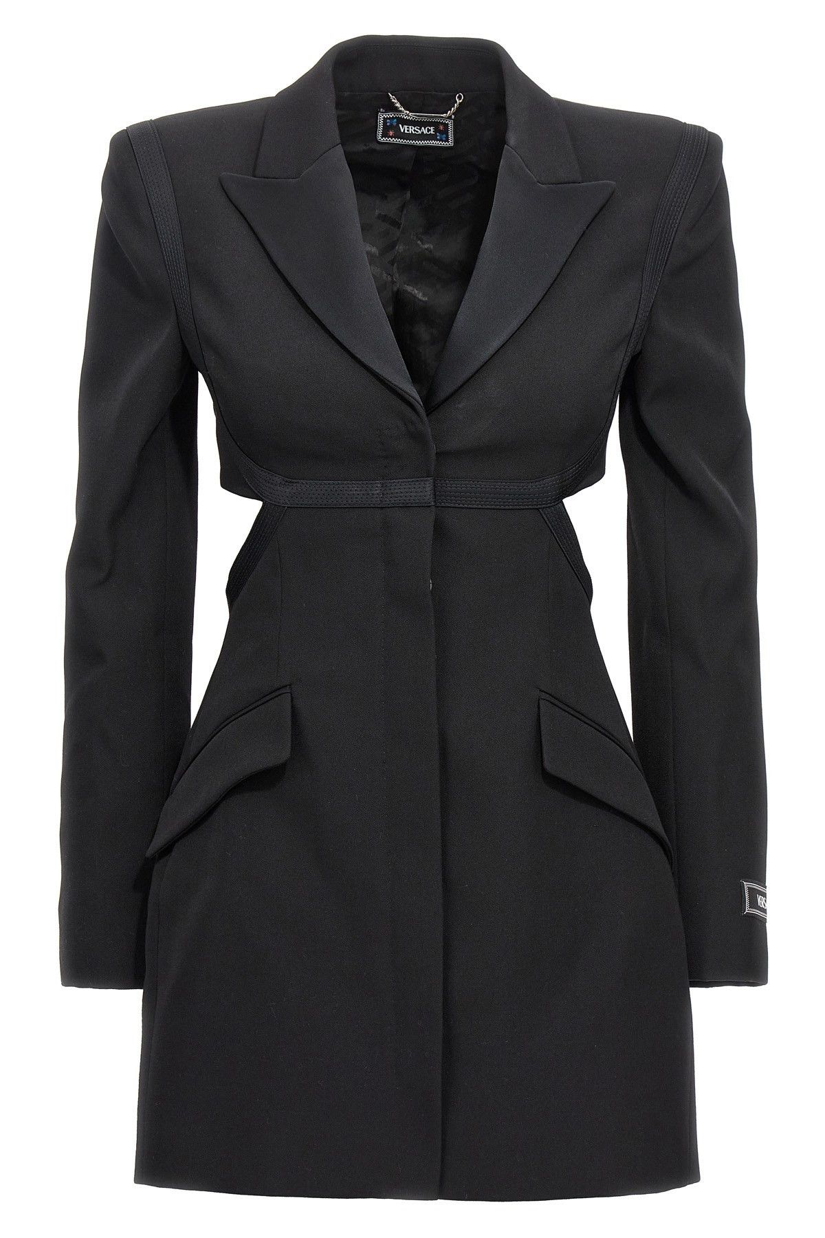 image of Versace La Vacanza Capsule Single-Breasted Blazer in Black, Women's (Size XS)