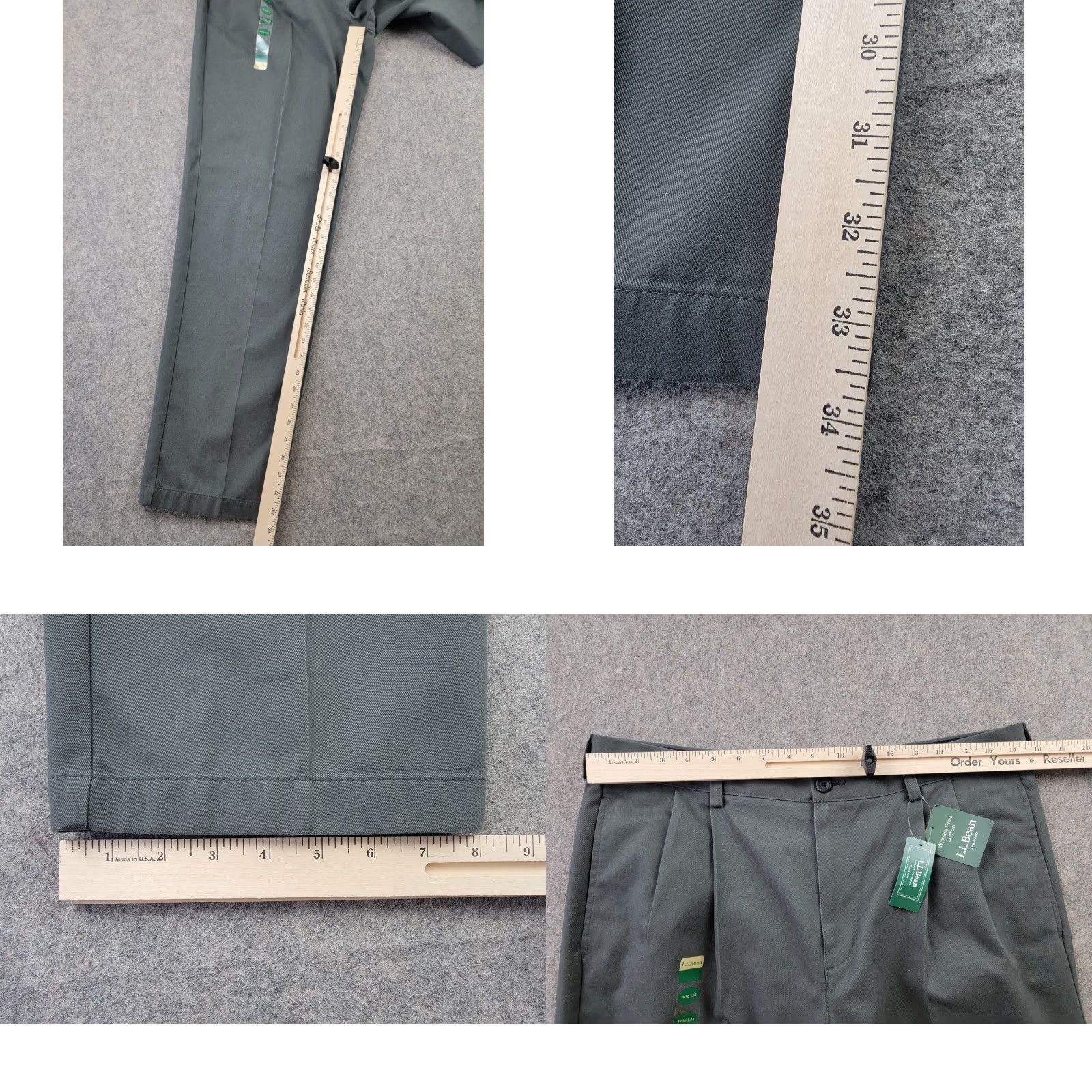 Vintage LL Bean Pants Mens 36x34 Gray Chino Pleated 100% Cotton NWT Double L Size US 36 / EU 52 - 9 Thumbnail