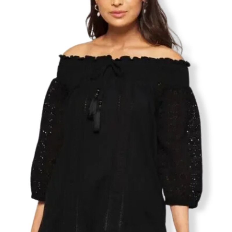 Ralph Lauren Ralph Lauren Off Shoulder Blouse Eyelet Lace Black Womens XS Size XS / US 0-2 / IT 36-38 - 1 Thumbnail