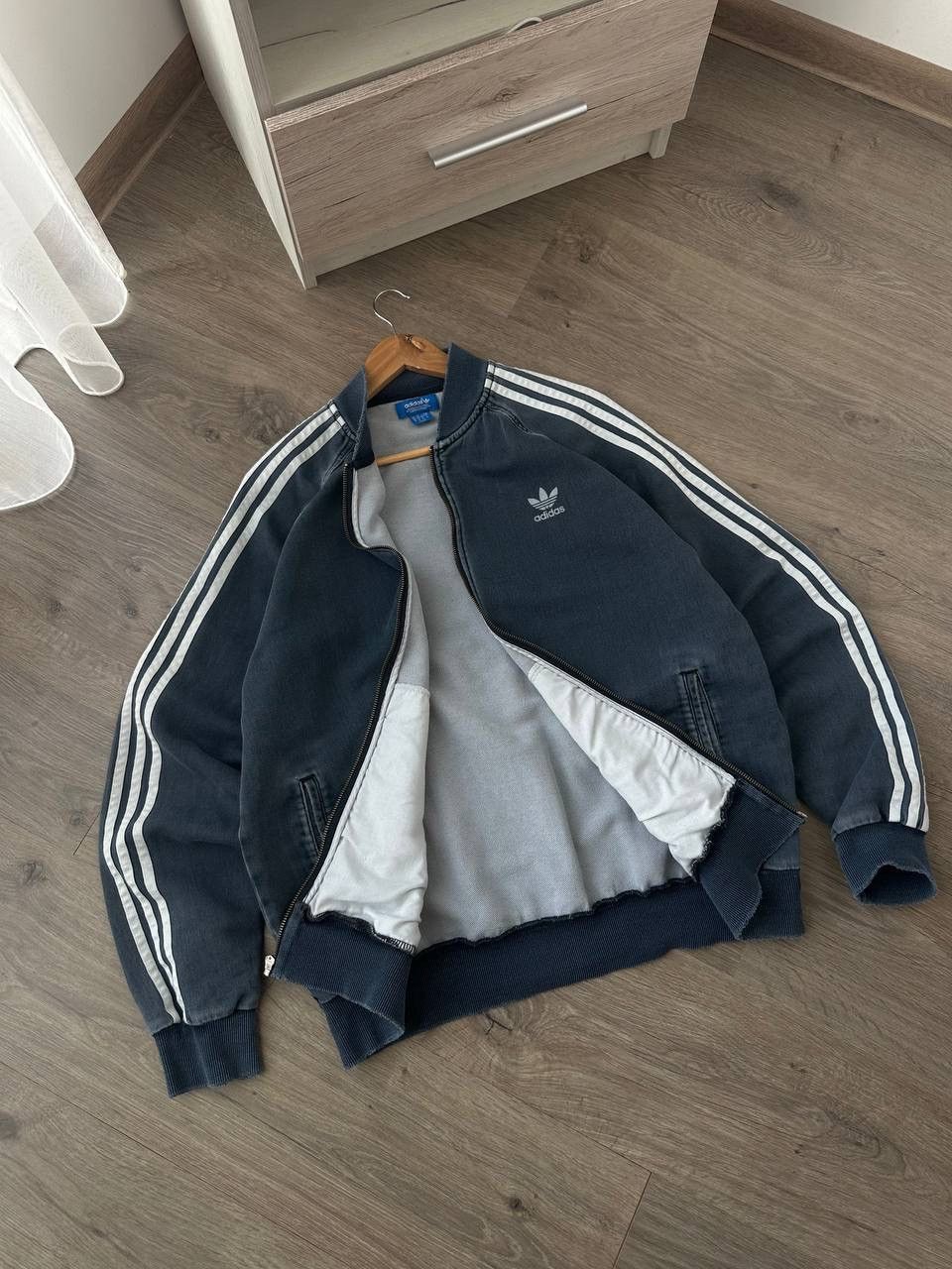 Adidas × Vintage Vintage Adidas Distressed Faded Blue Zip Hoodie Size US XL / EU 56 / 4 - 20 Thumbnail