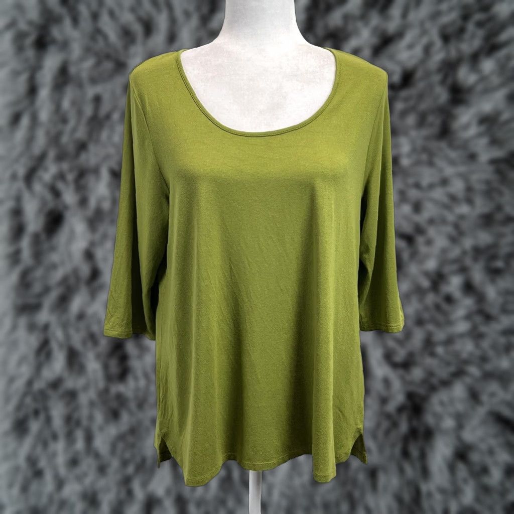 J. Jill J. Jill Wearever Tunic Shirt Womens Medium Green 3/4 Sleeve Jersey Stretch Size M / US 6-8 / IT 42-44 - 1 Thumbnail