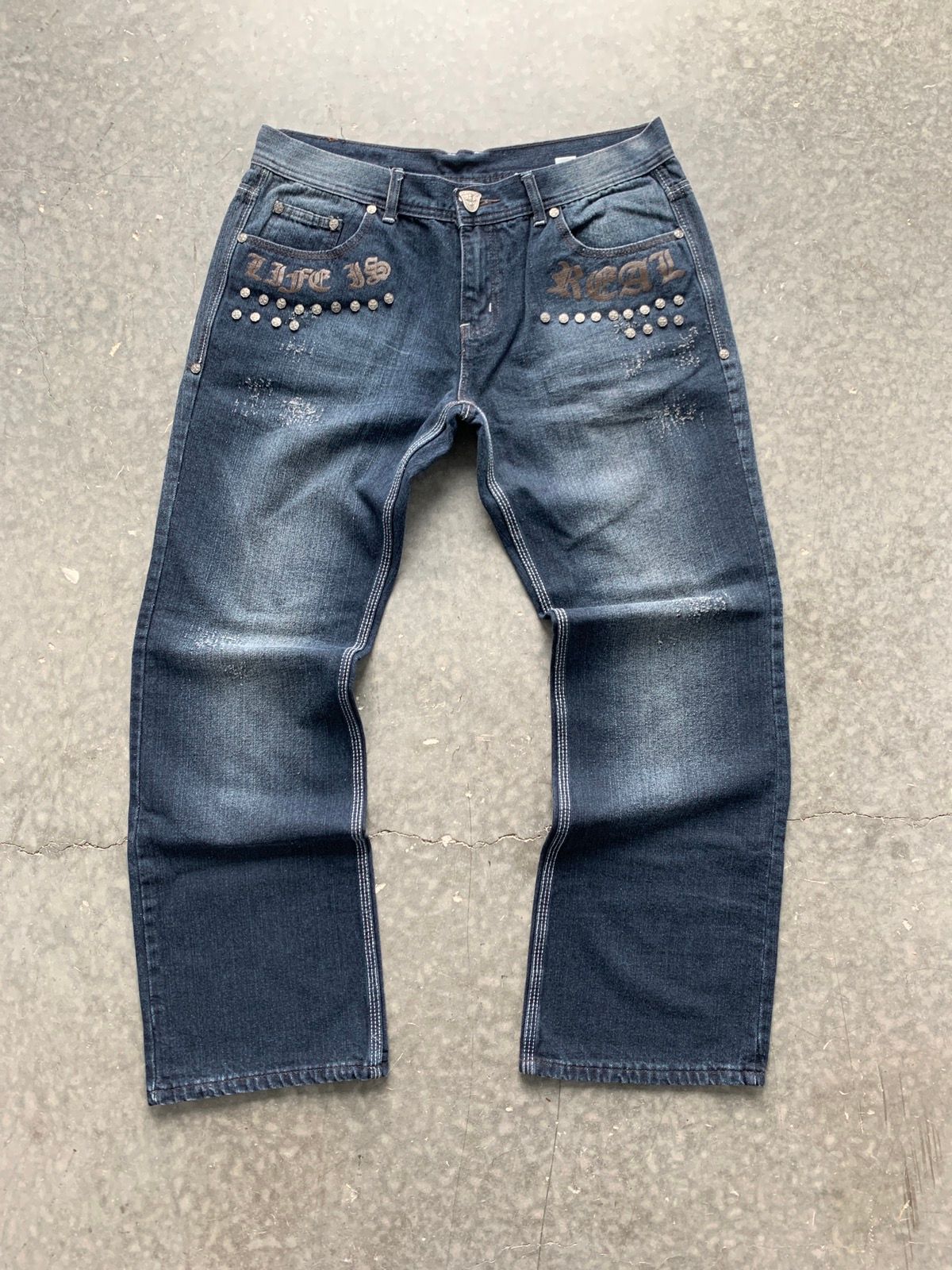 Pre-owned Affliction X Avant Garde Crazy Vintage Y2k Hysteric Glamour Style Jeans Flared Opium In Blue